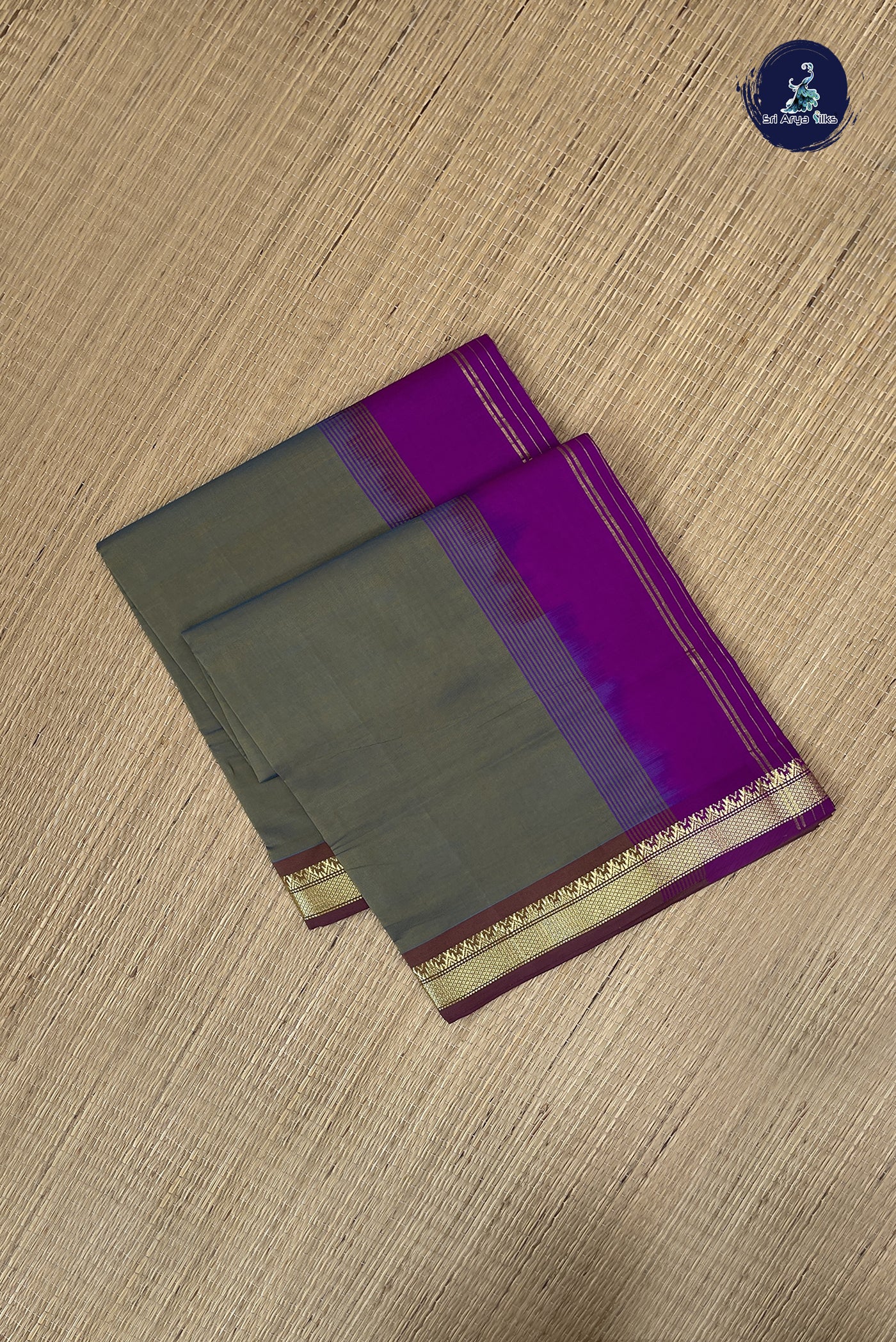 Pastel Shade Kanchi Semi Silk Cotton Saree With Plain Pattern