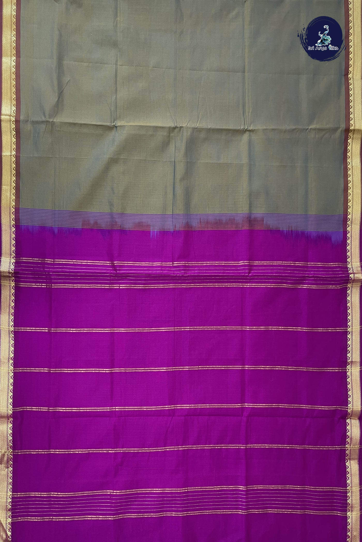 Pastel Shade Kanchi Semi Silk Cotton Saree With Plain Pattern