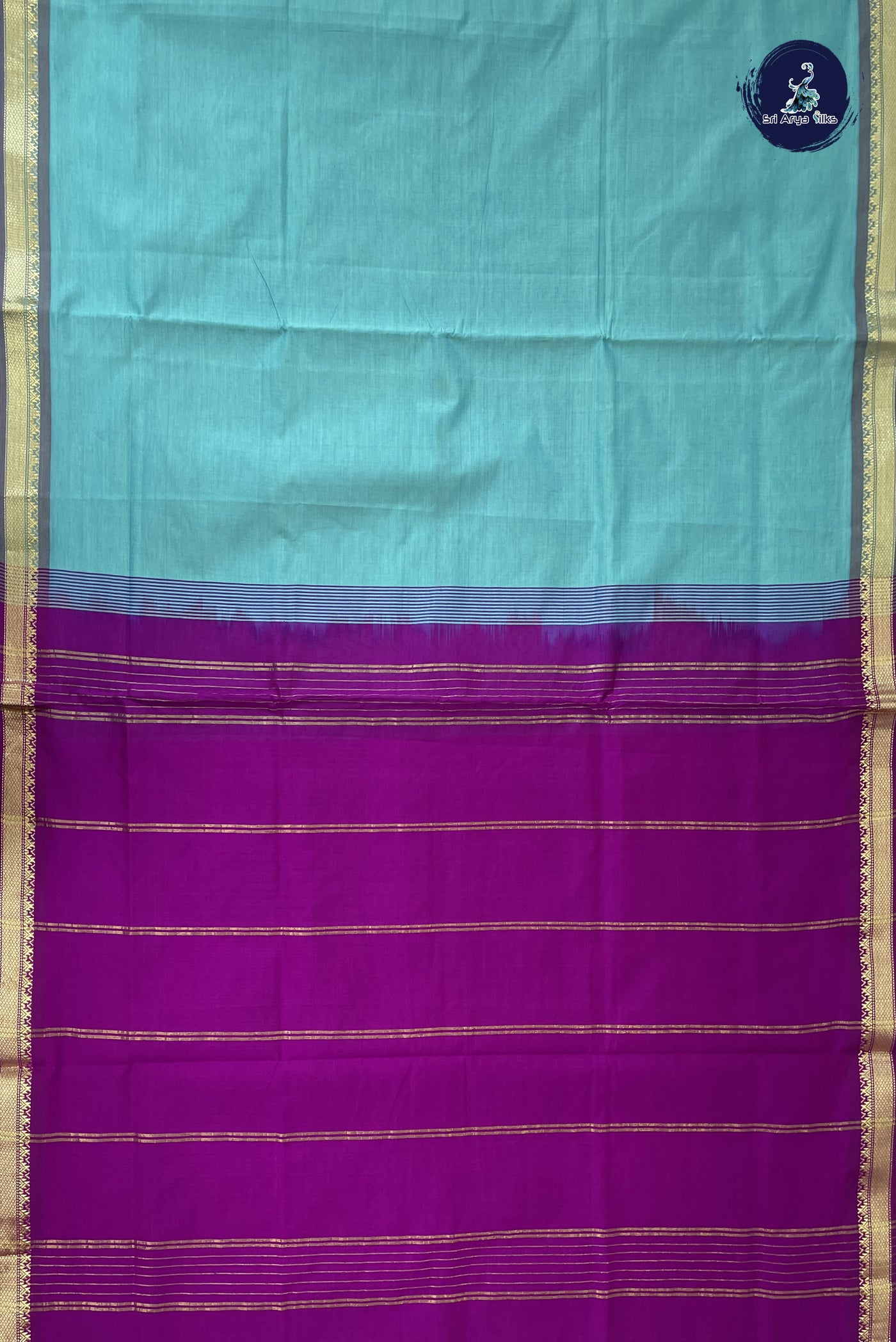 Blue Kanchi Semi Silk Cotton Saree With Plain Pattern