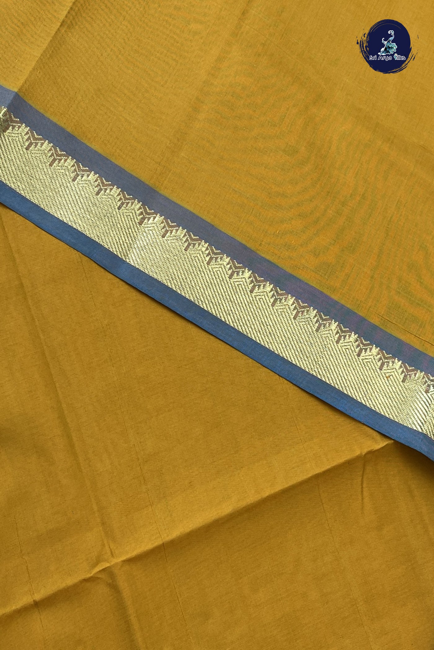 Turmeric Yellow Kanchi Semi Silk Cotton Saree With Plain Pattern