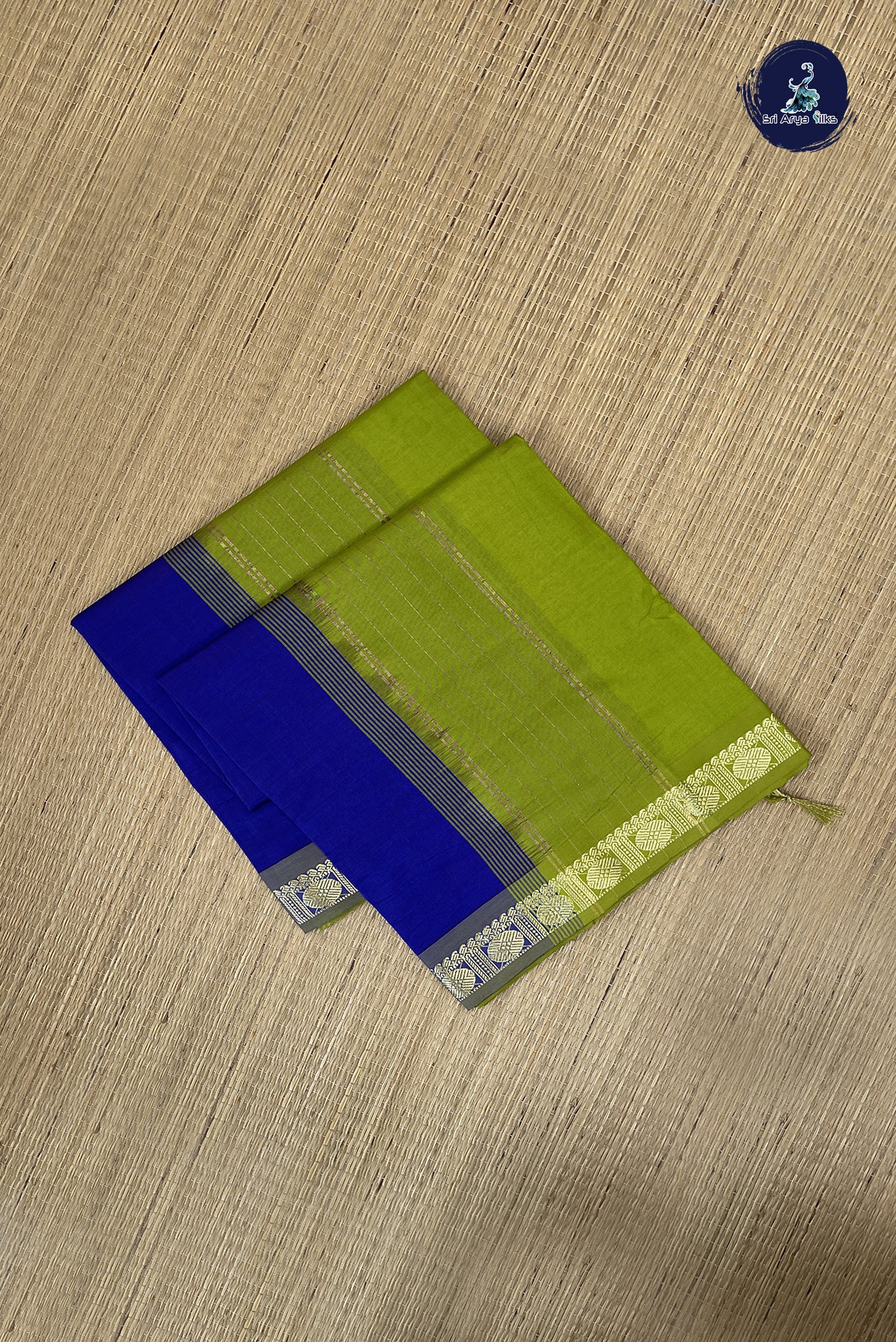 Blue Kanchi Semi Silk Cotton Saree With Plain Pattern