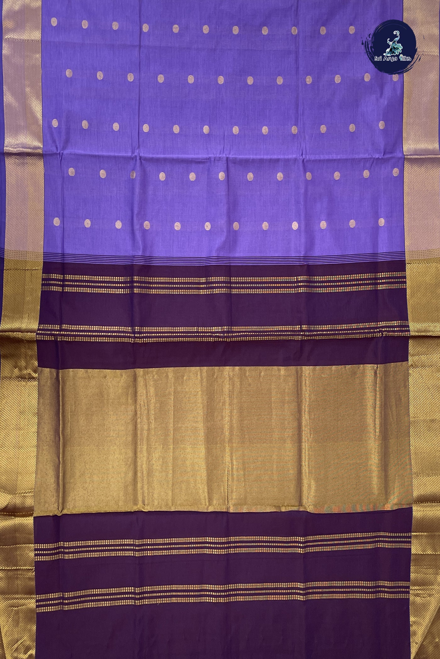 Lavender Kanchi Semi Silk Cotton Saree With Zari Buttas Pattern