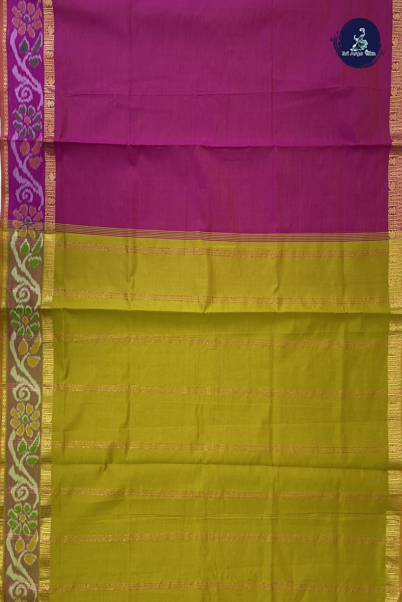 Pink Kanchi Semi Silk Cotton Saree With Plain Pattern