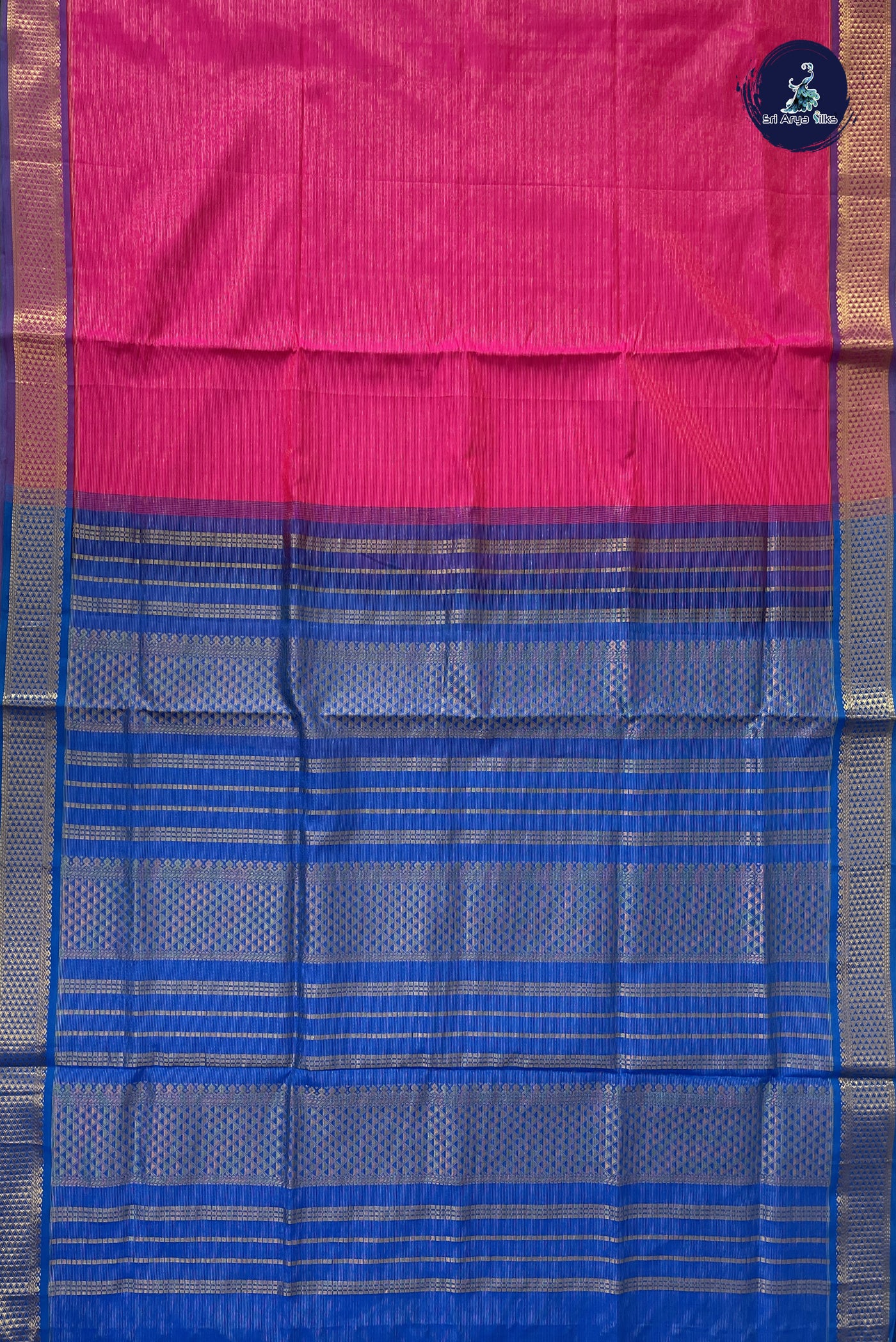 Pink Kanchi Semi Silk Cotton Saree With Vaira Oosi Pattern