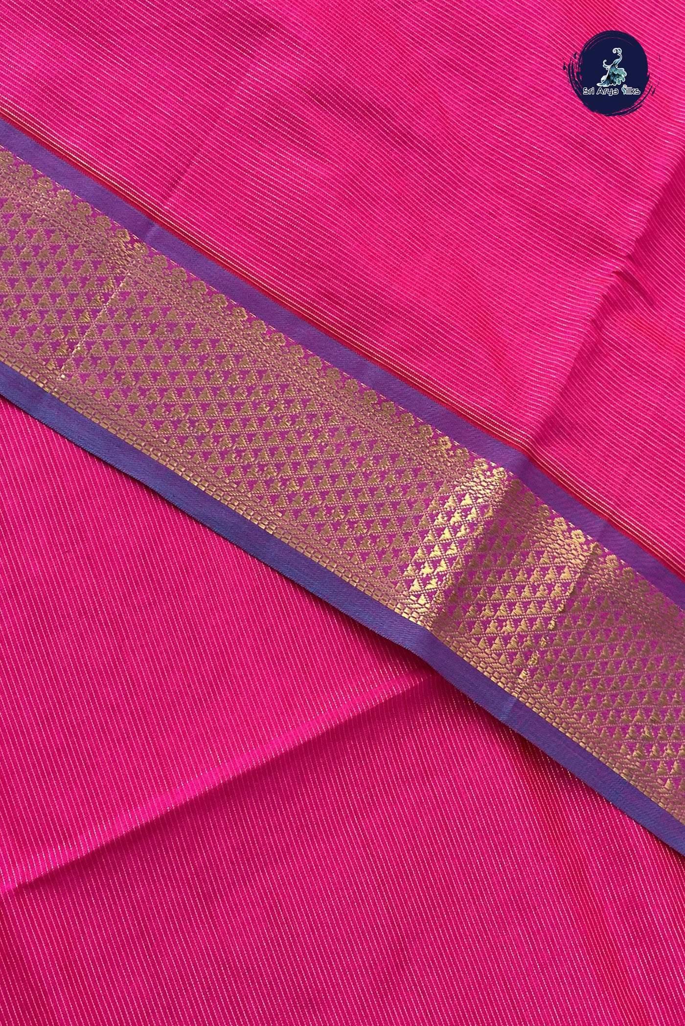 Pink Kanchi Semi Silk Cotton Saree With Vaira Oosi Pattern