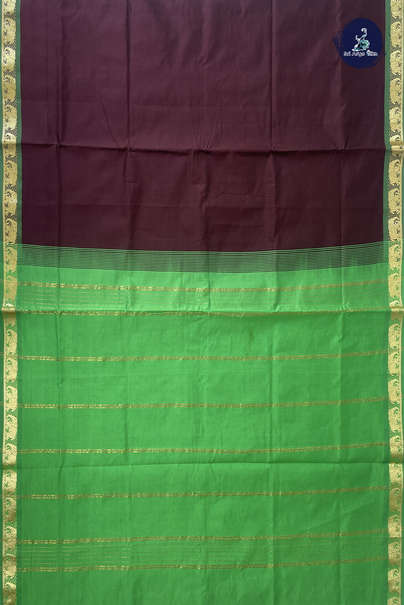 Coffee Brown Kanchi Semi Silk Cotton Saree With Plain Pattern