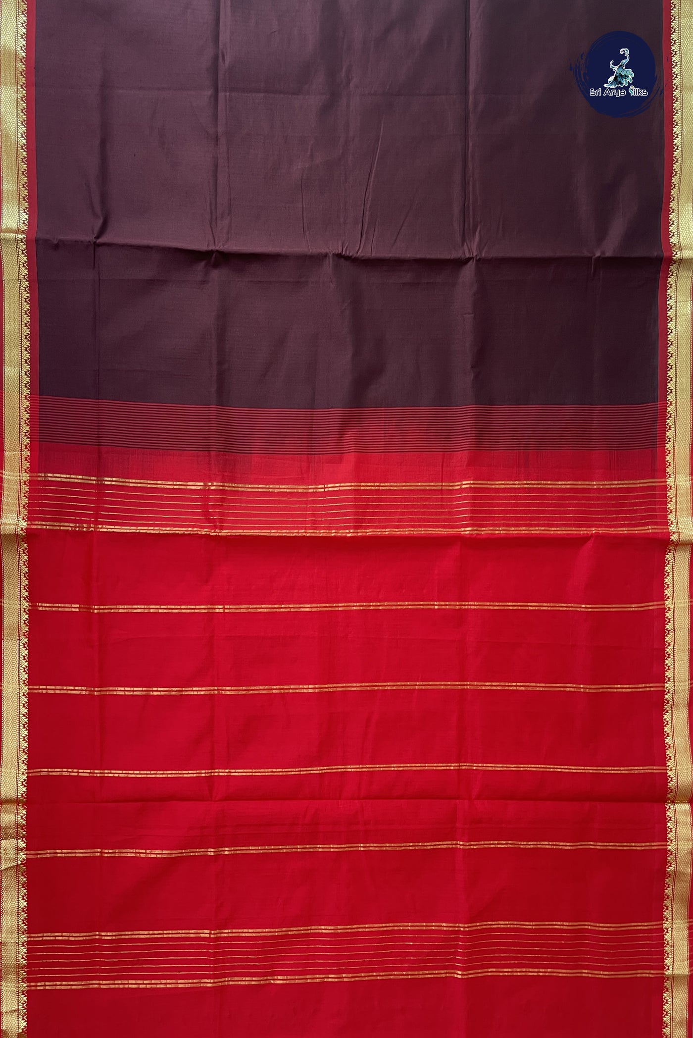 Coffee Brown Kanchi Semi Silk Cotton Saree With Plain Pattern