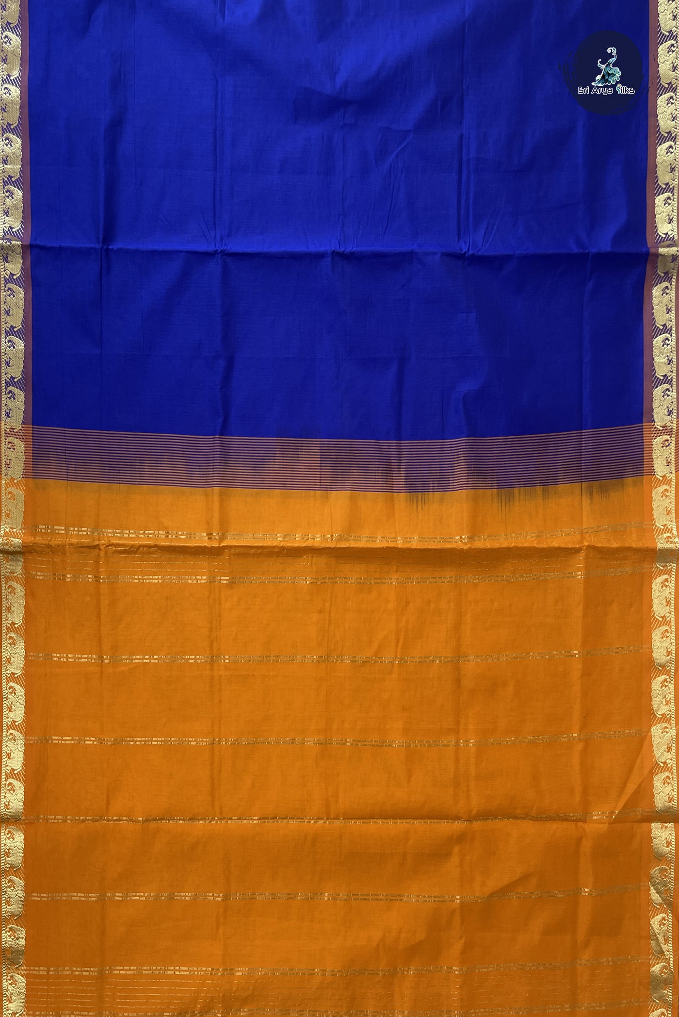 Blue Kanchi Semi Silk Cotton Saree With Plain Pattern
