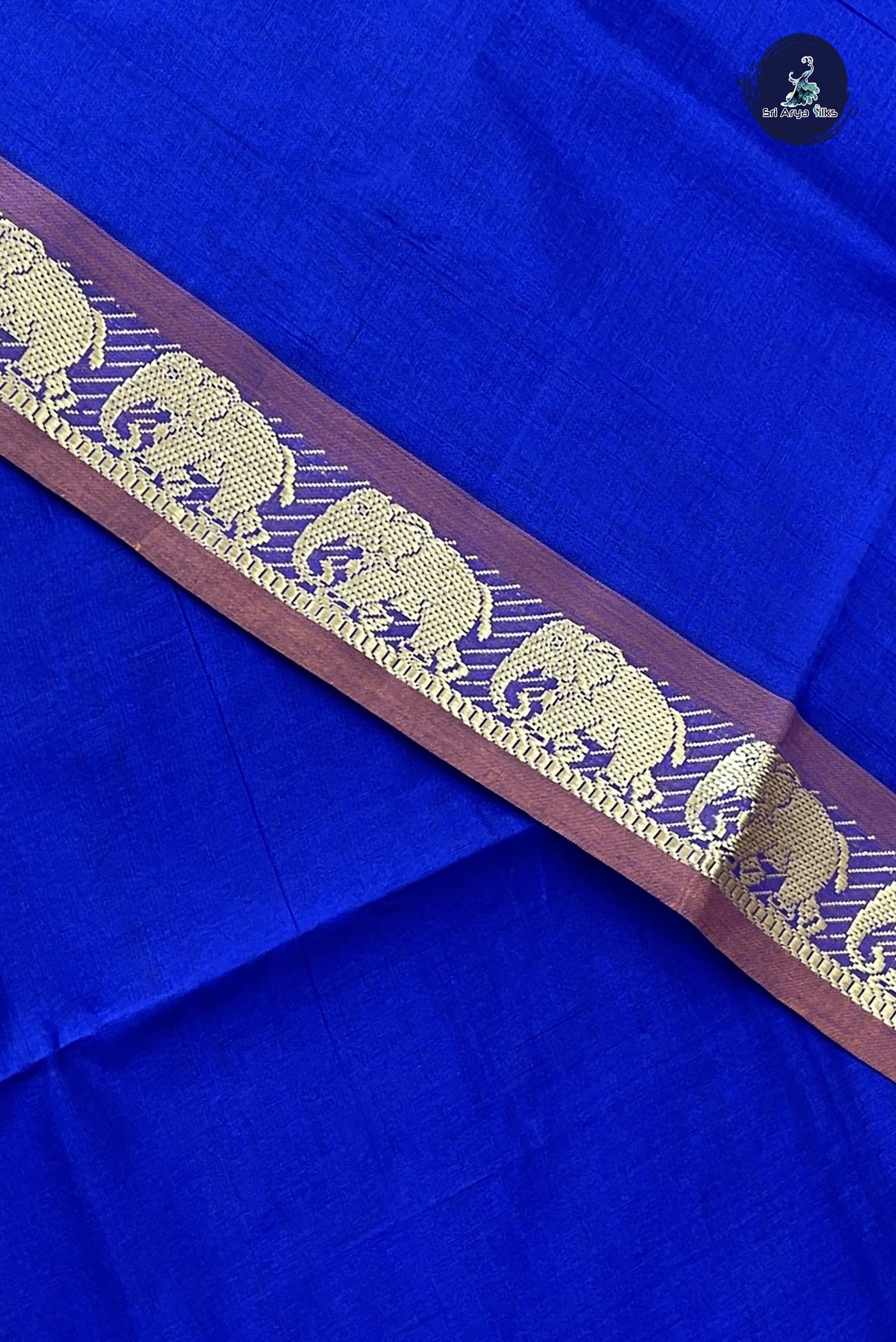 Blue Kanchi Semi Silk Cotton Saree With Plain Pattern