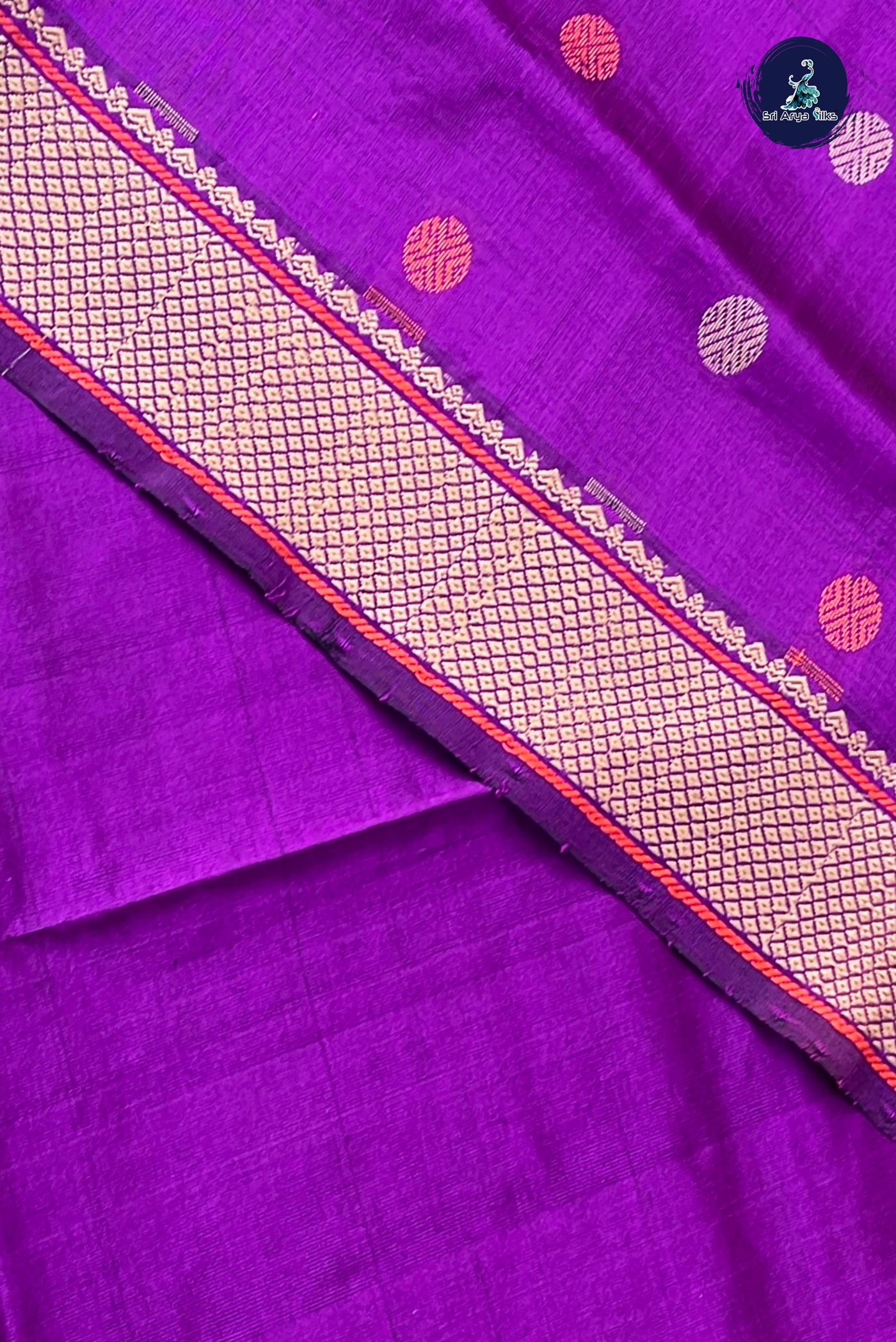 Purple Kanchi Semi Silk Cotton Saree With Buttas Pattern