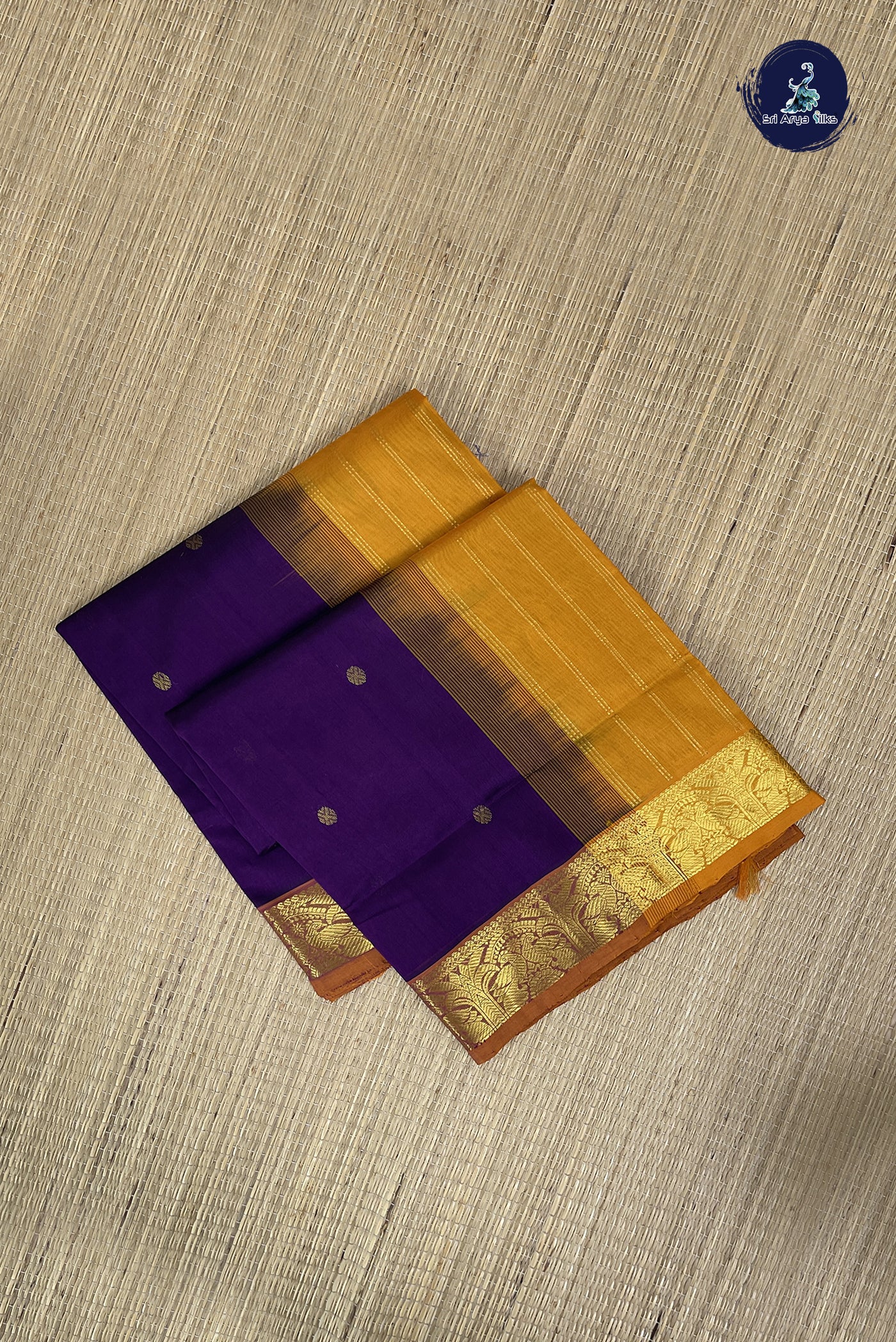 Jamun Simple Silk Cotton Saree With Zari Buttas Pattern