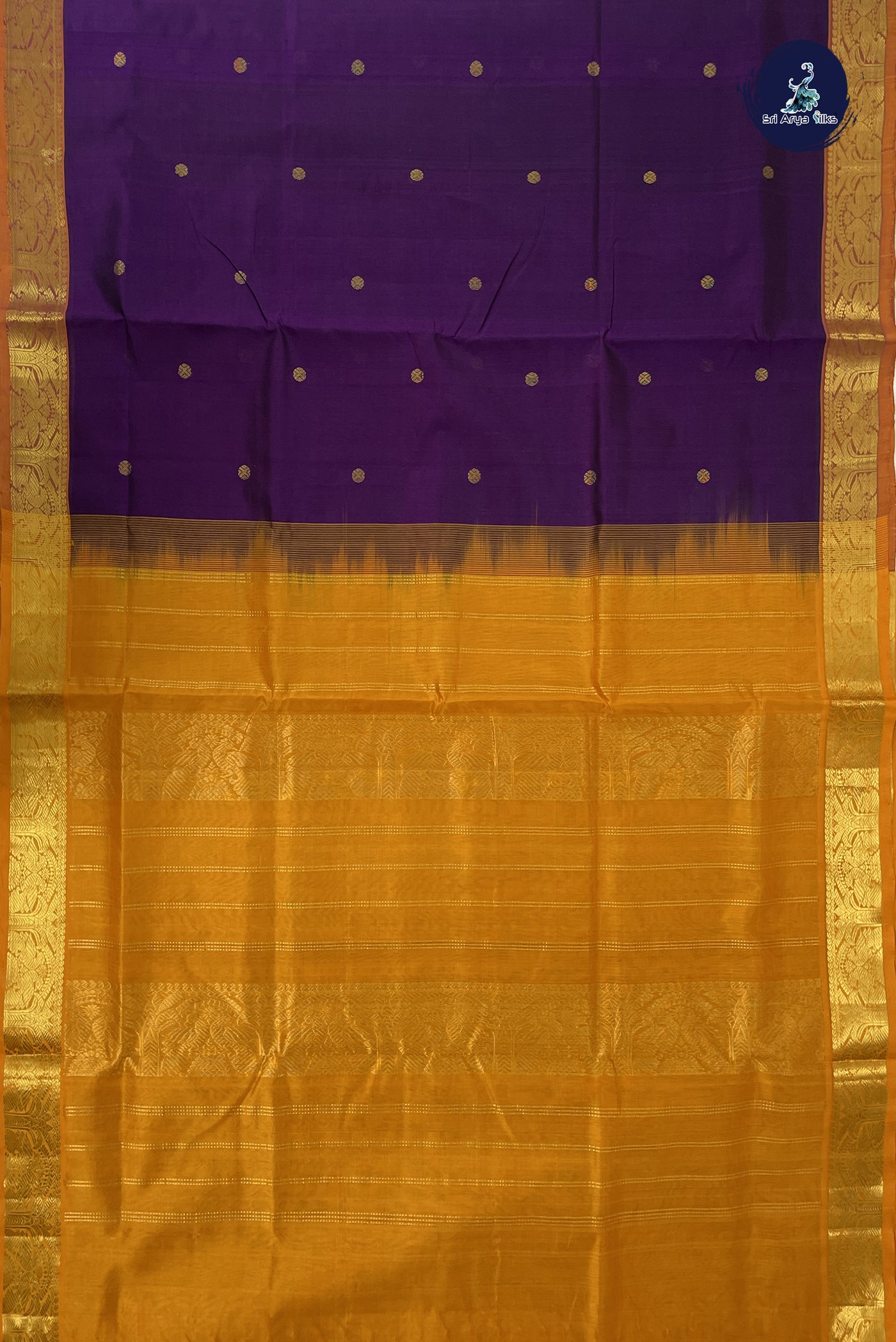 Jamun Simple Silk Cotton Saree With Zari Buttas Pattern