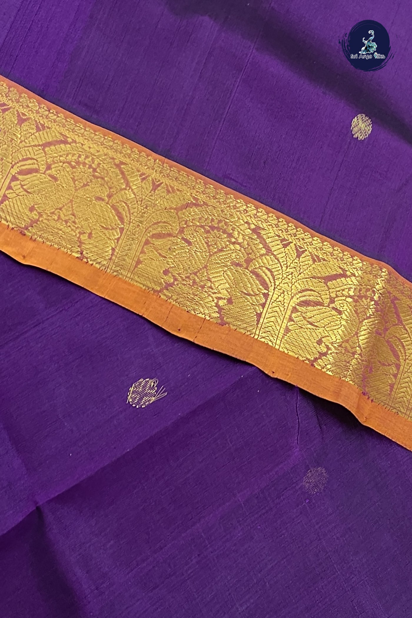 Jamun Simple Silk Cotton Saree With Zari Buttas Pattern