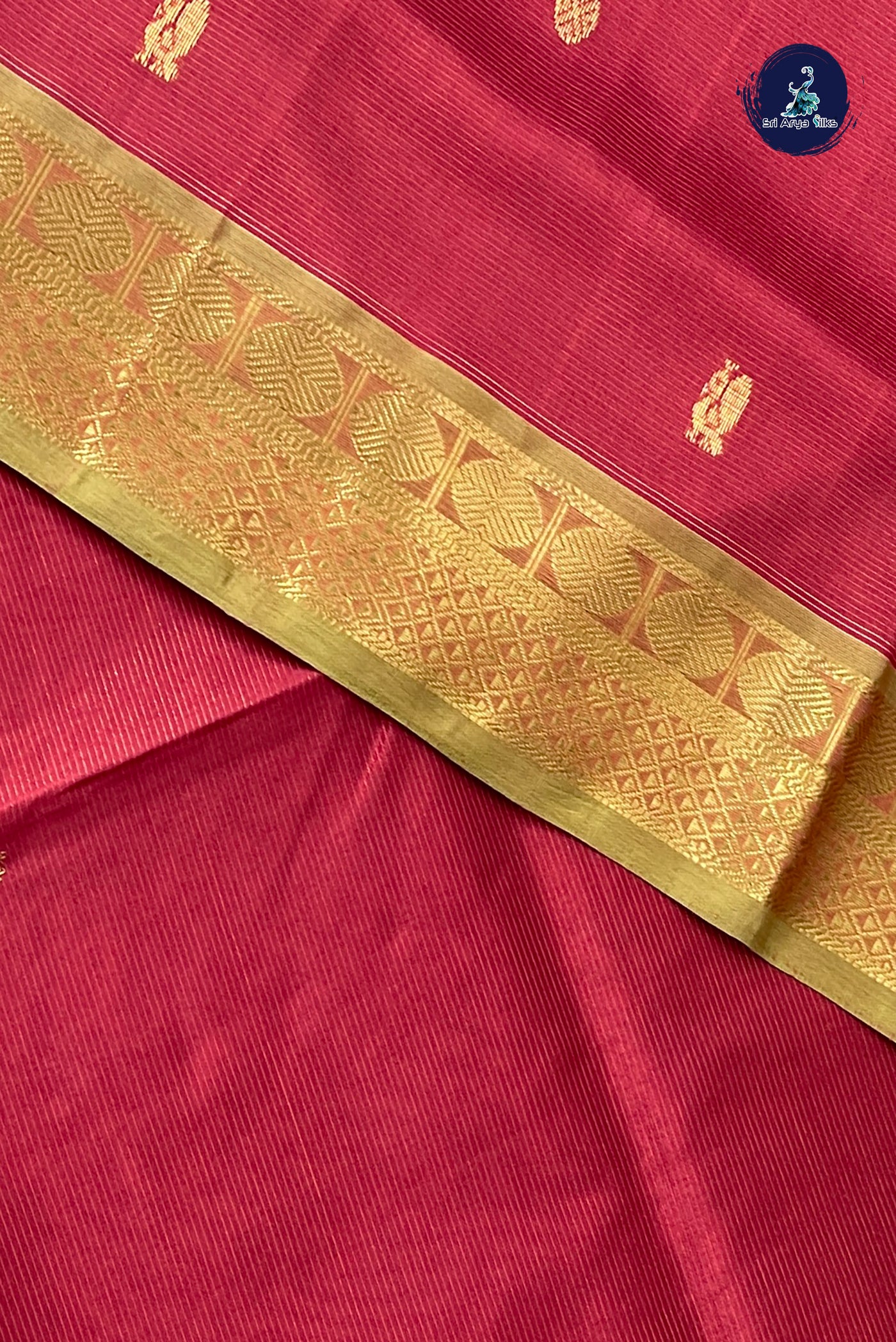 Maroon Vaira Oosi Silk Cotton Saree With Vaira Oosi Pattern