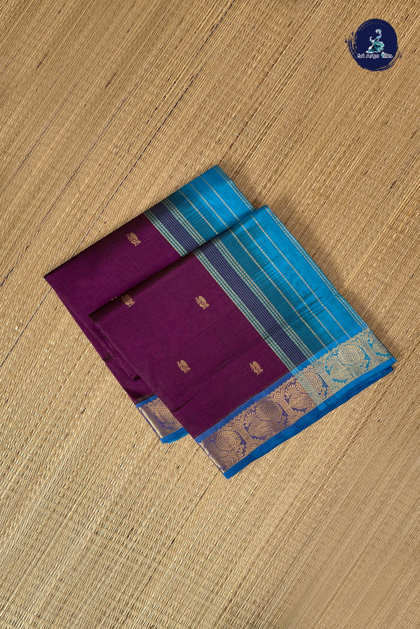 Jamun Vaira Oosi Silk Cotton Saree With Vaira Oosi Pattern
