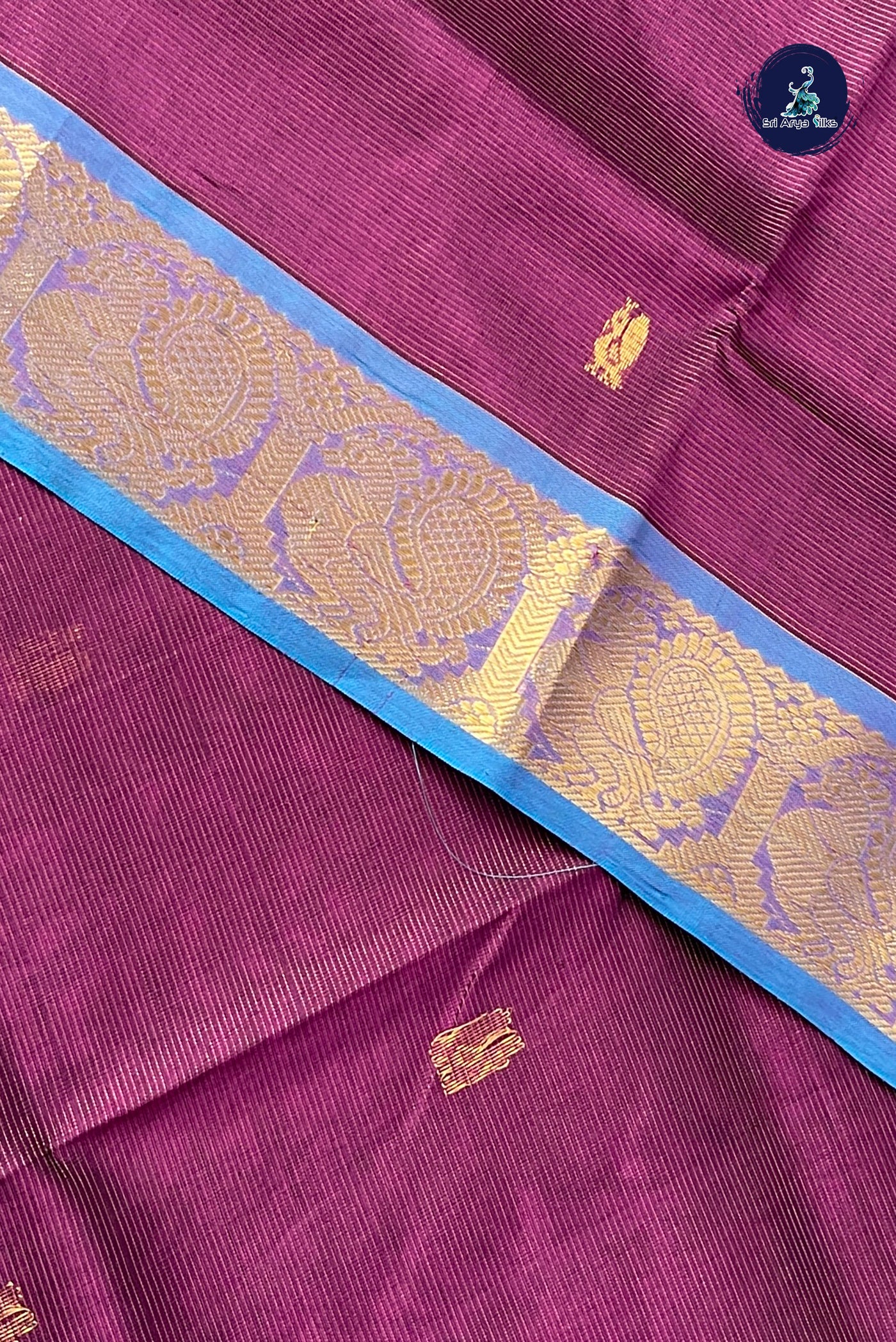 Jamun Vaira Oosi Silk Cotton Saree With Vaira Oosi Pattern