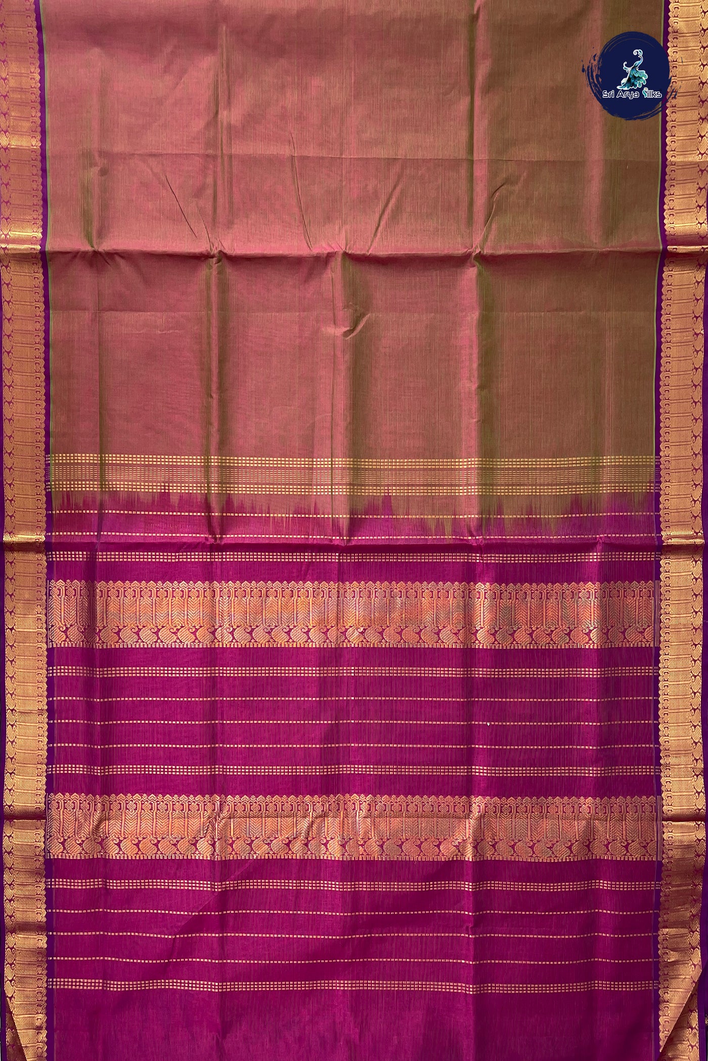 Dual Tone Pink Vaira Oosi Silk Cotton Saree With Vaira Oosi Pattern