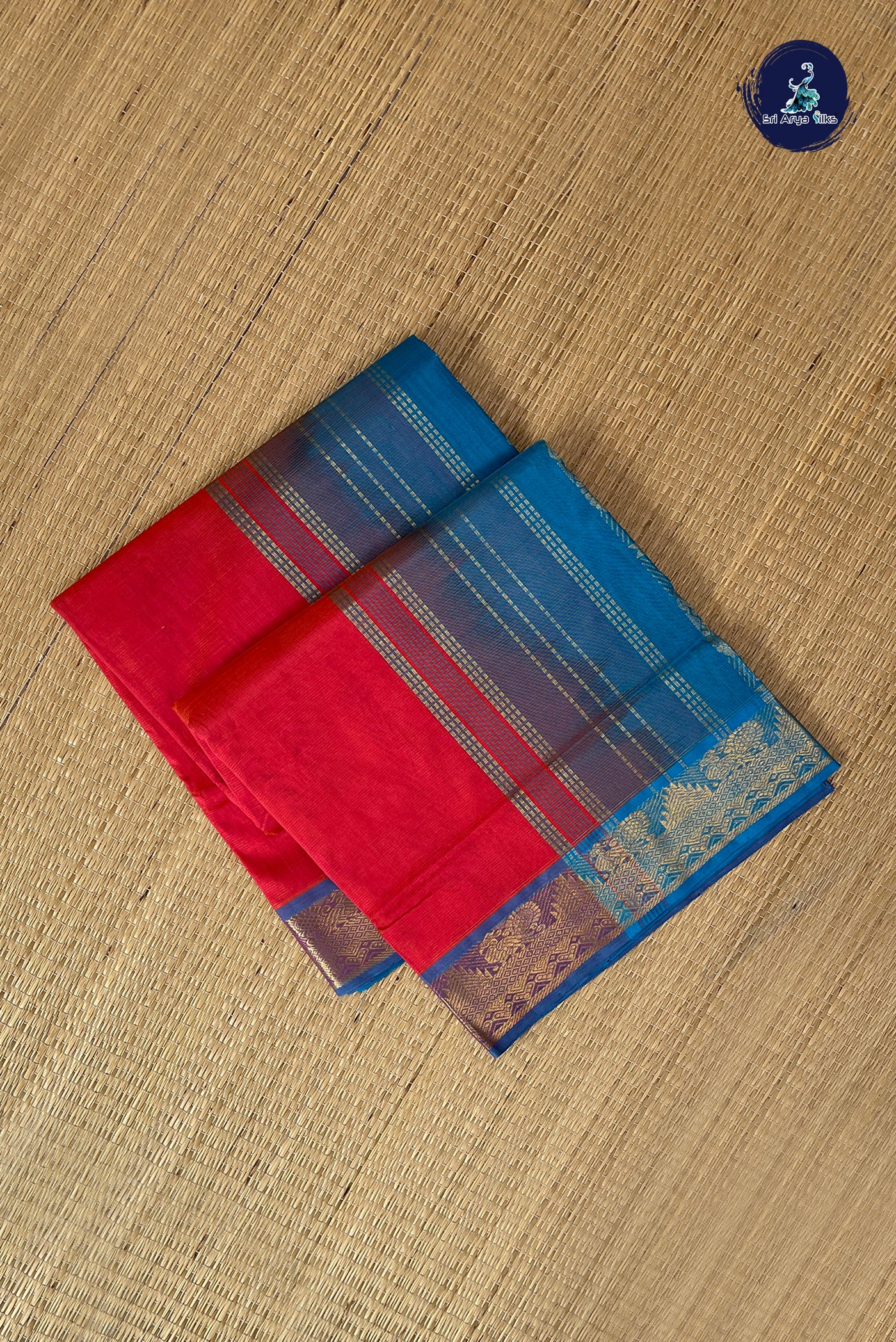 Reddish Pink Vaira Oosi Silk Cotton Saree With Vaira Oosi Pattern