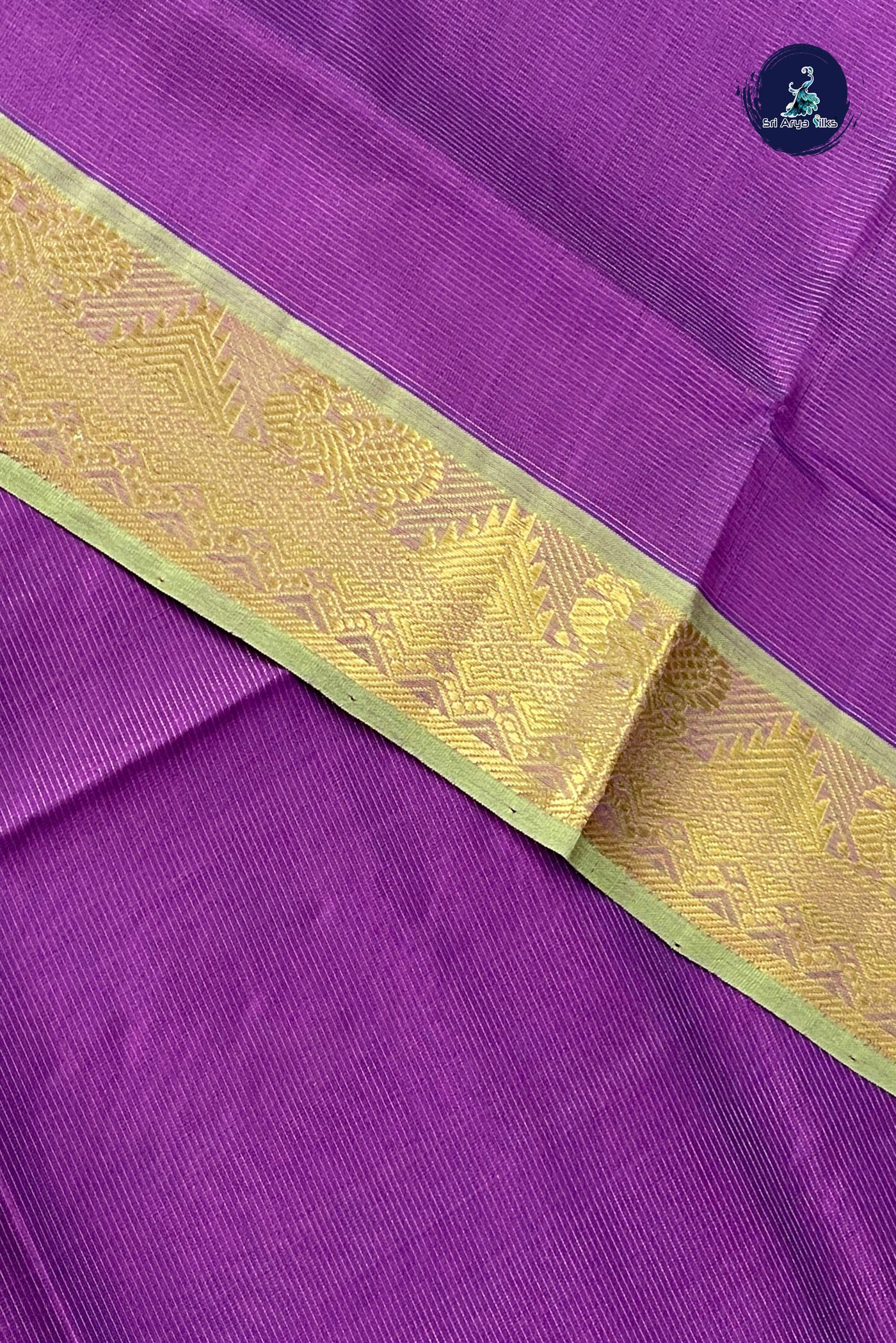 Dark Brinjal Vaira Oosi Silk Cotton Saree With Vaira Oosi Pattern