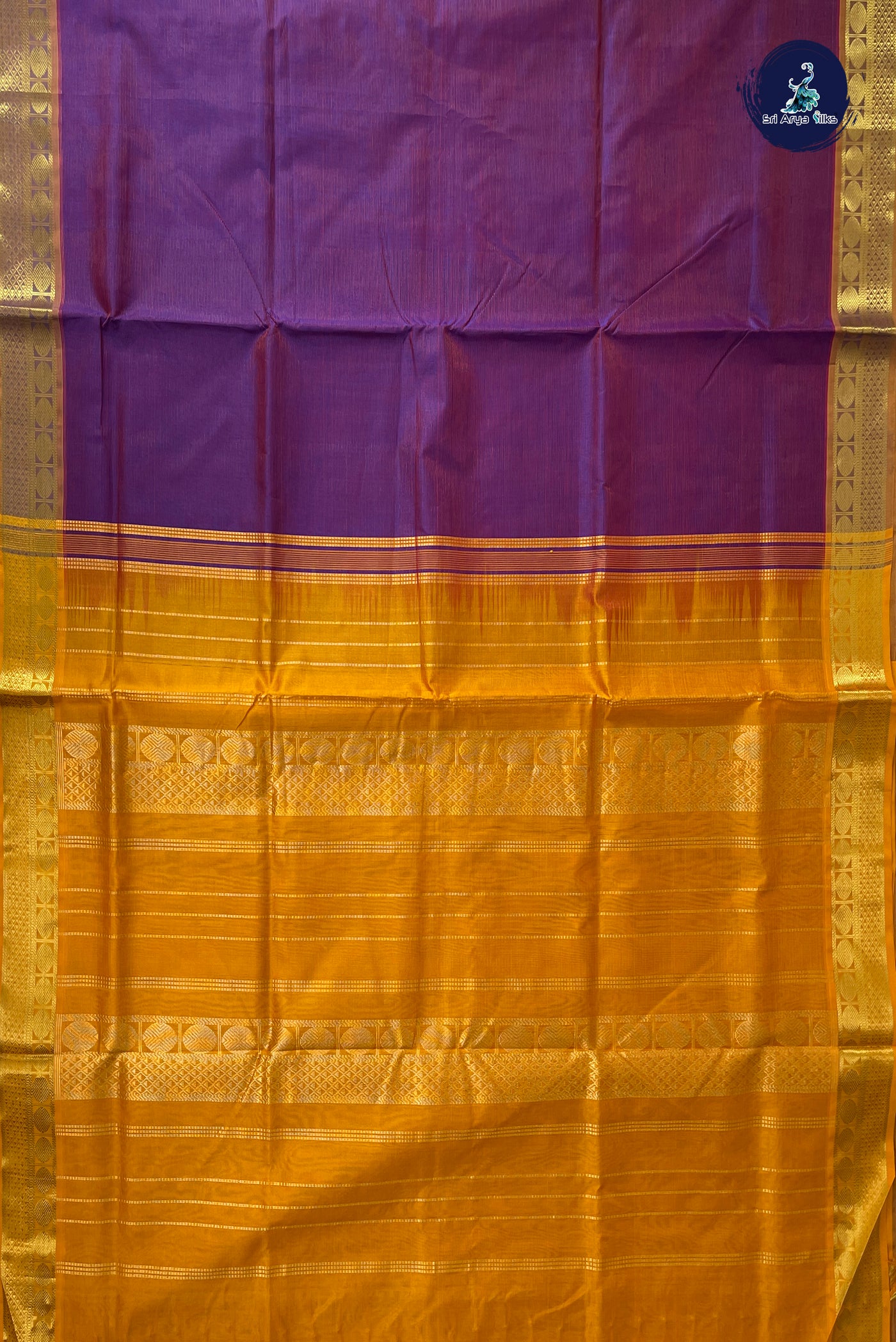Dual Tone Purple Vaira Oosi Silk Cotton Saree With Vaira Oosi Pattern