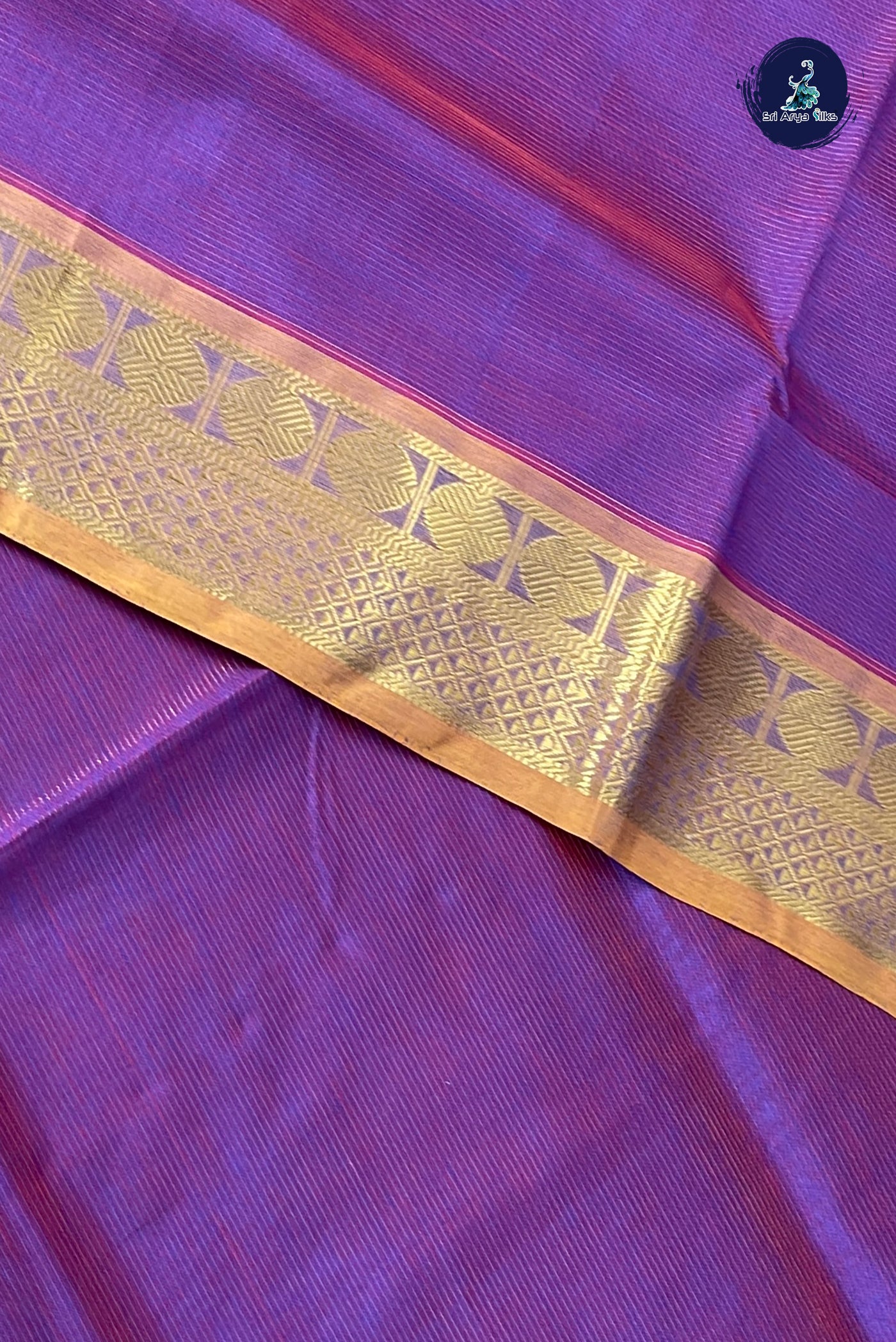 Dual Tone Purple Vaira Oosi Silk Cotton Saree With Vaira Oosi Pattern