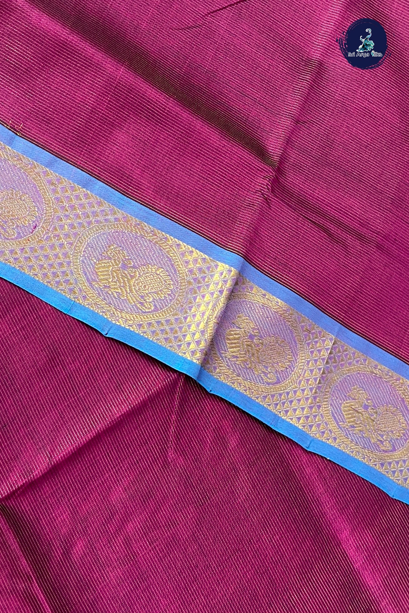 BeetRoot Shade Vaira Oosi Silk Cotton Saree With Vaira Oosi Pattern