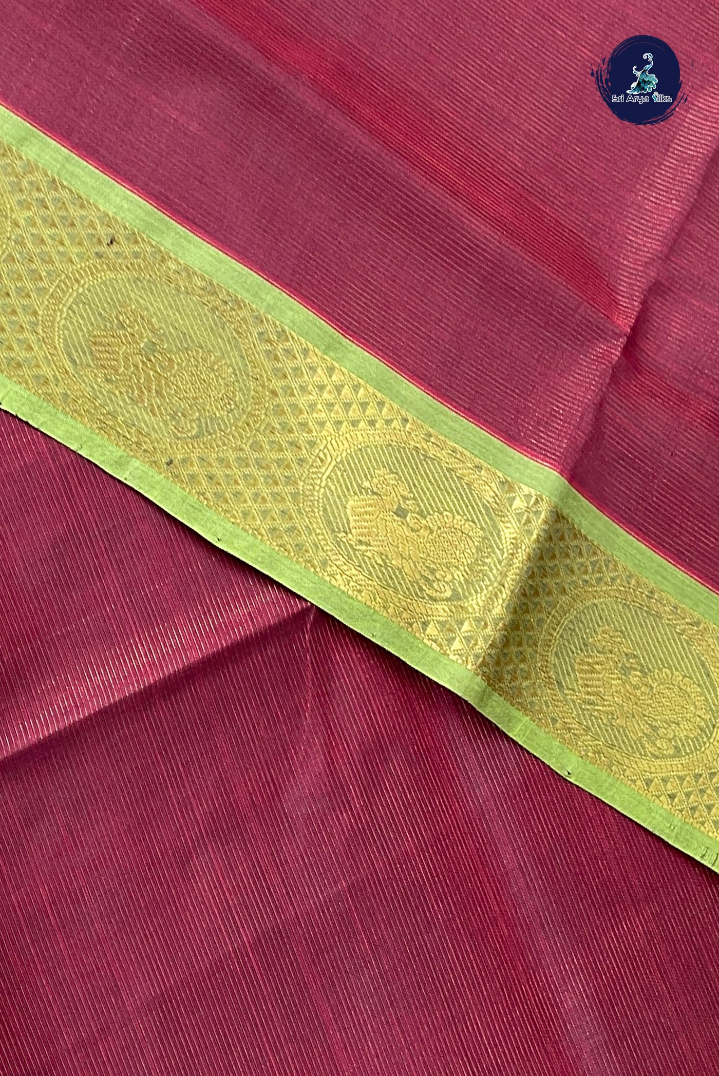 Brown Vaira Oosi Silk Cotton Saree With Vaira Oosi Pattern