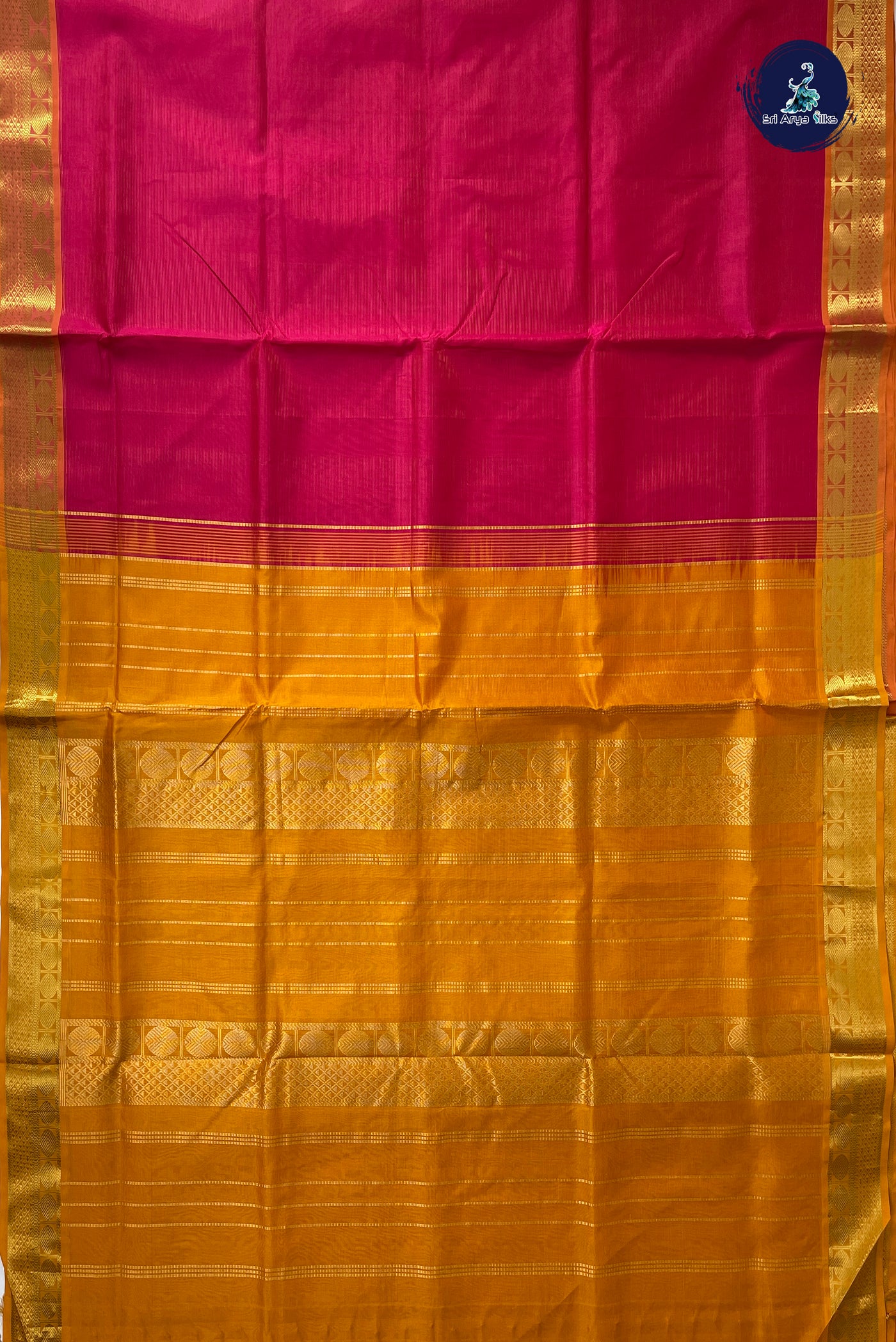 Pink Vaira Oosi Silk Cotton Saree With Vaira Oosi Pattern