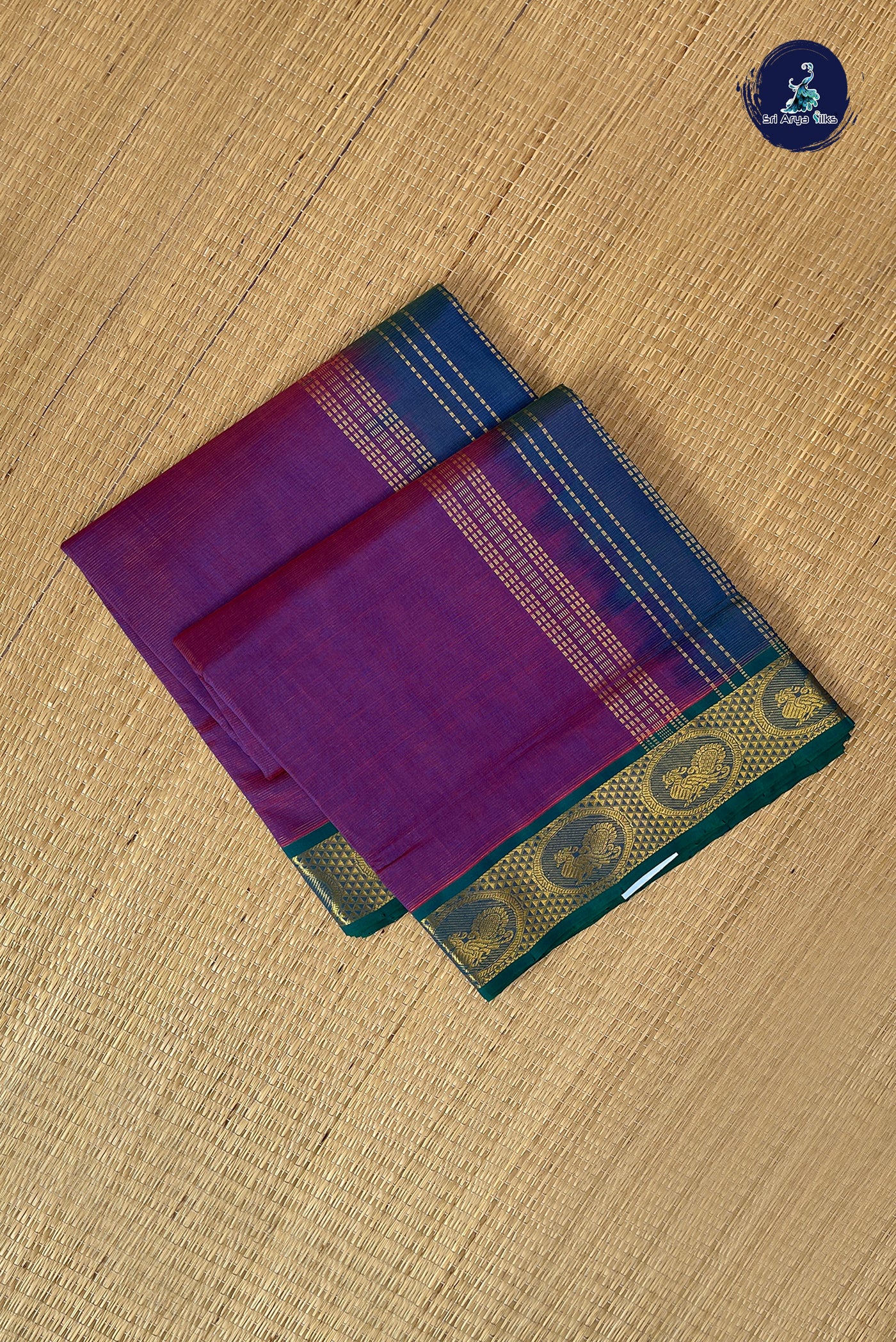 Dual Tone Purple Vaira Oosi Silk Cotton Saree With Vaira Oosi Pattern