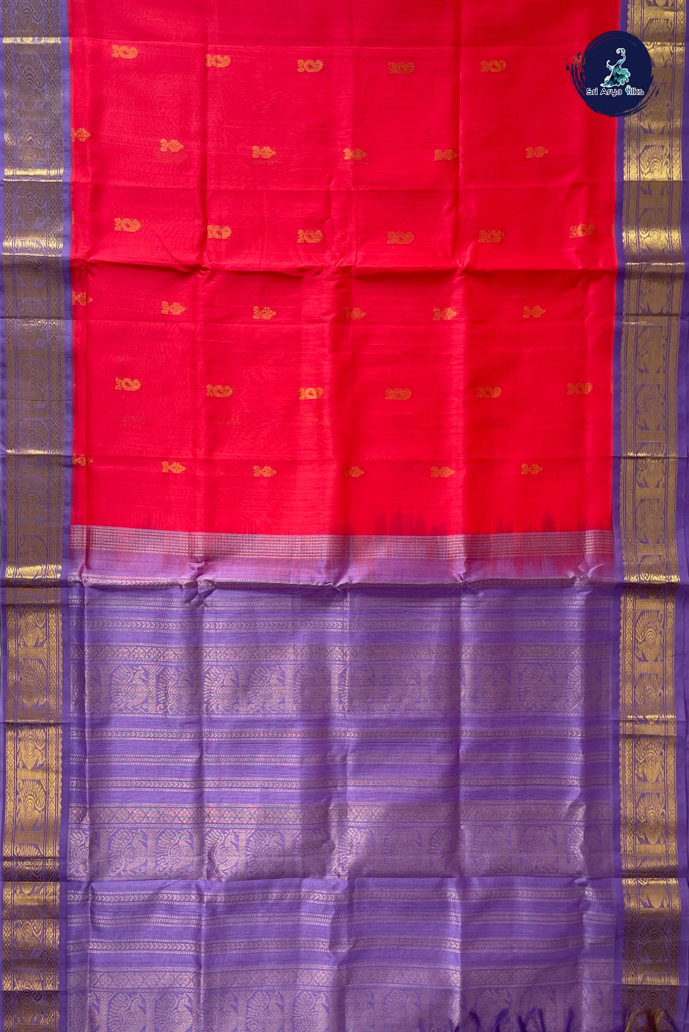 Pink Korvai Silk Cotton Saree With Zari Buttas Pattern