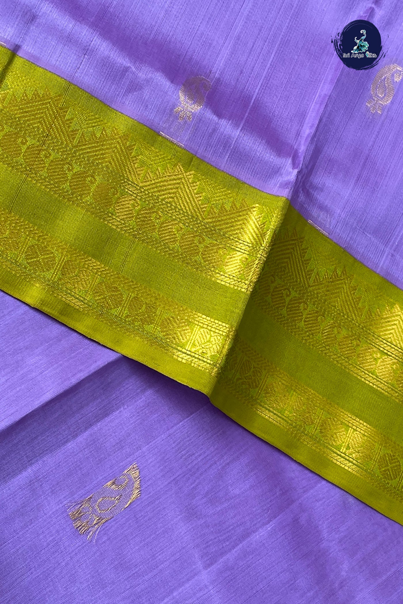 Lavender Korvai Silk Cotton Saree With Zari Buttas Pattern