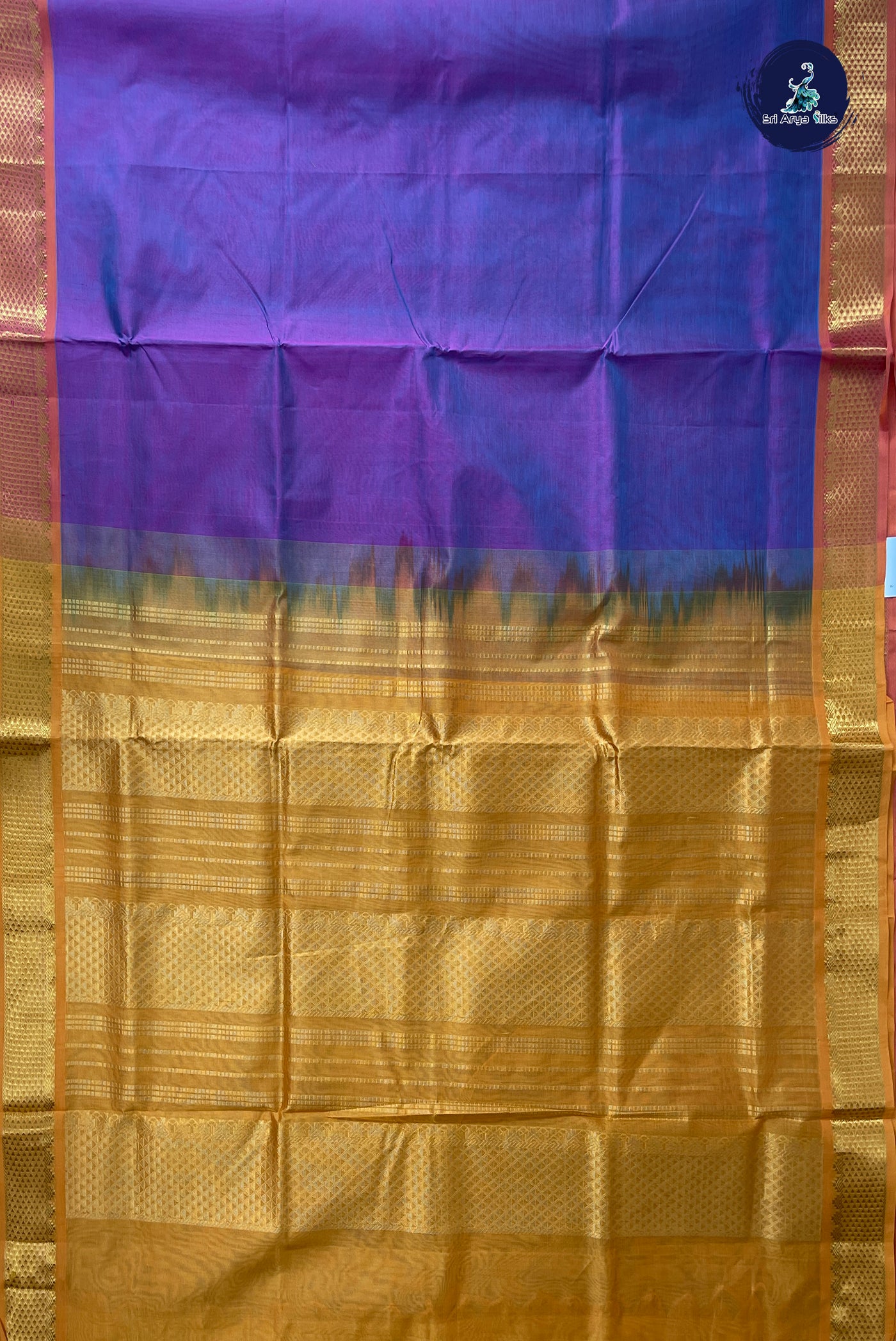 Blusih Purple Simple Silk Cotton Saree With Plain Pattern