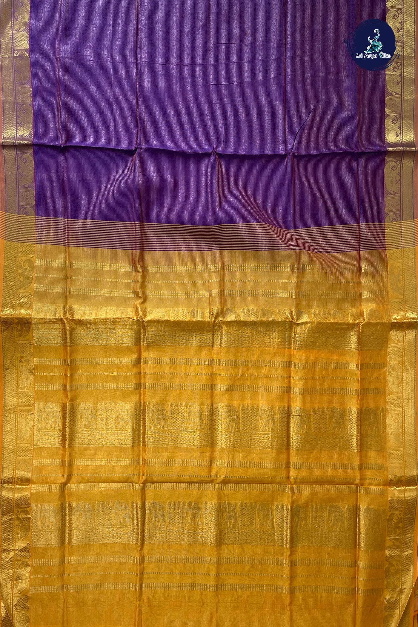 Dual Tone Purple Vaira Oosi Silk Cotton Saree With Vaira Oosi Pattern