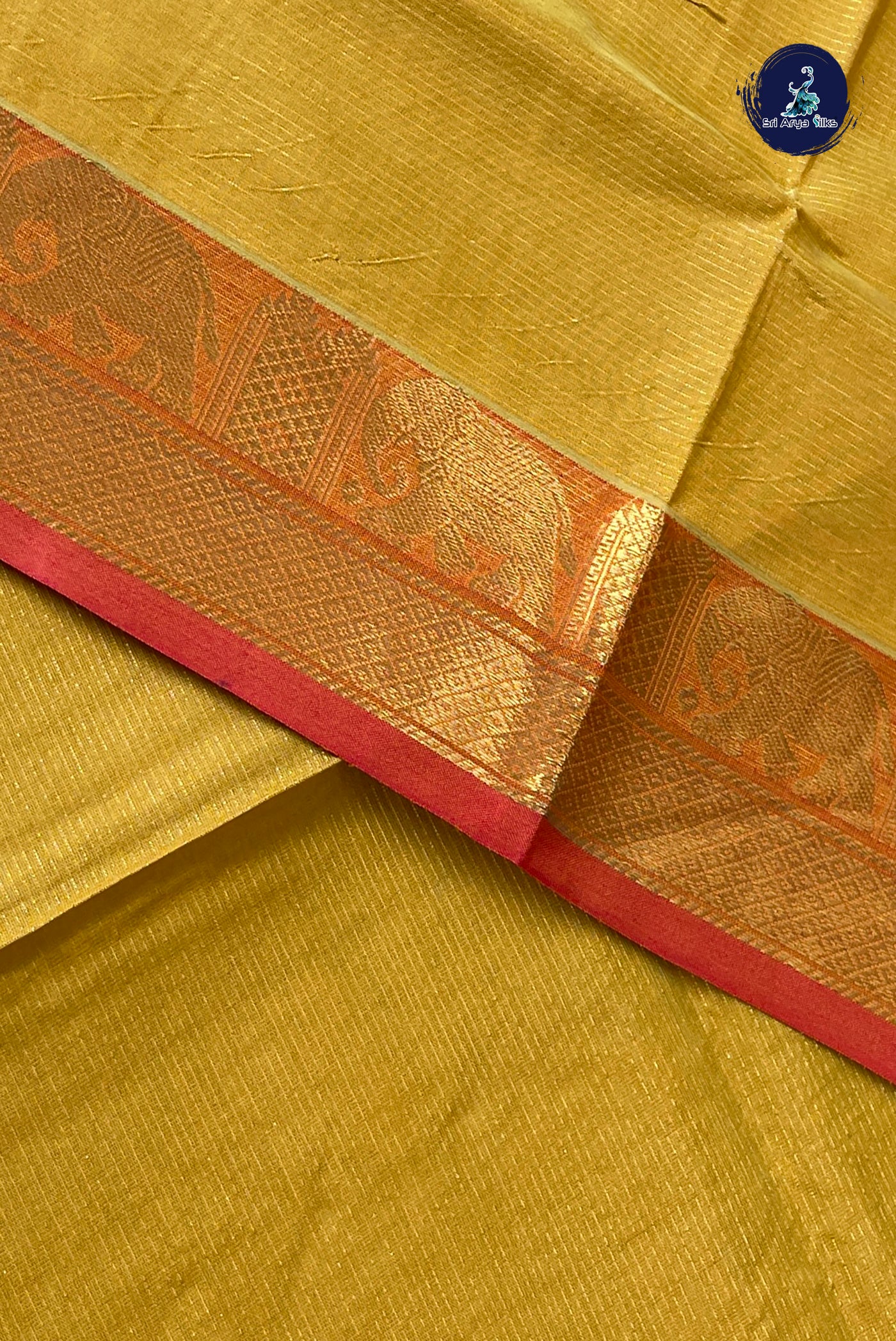 Mustard Vaira Oosi Silk Cotton Saree With Vaira Oosi Pattern