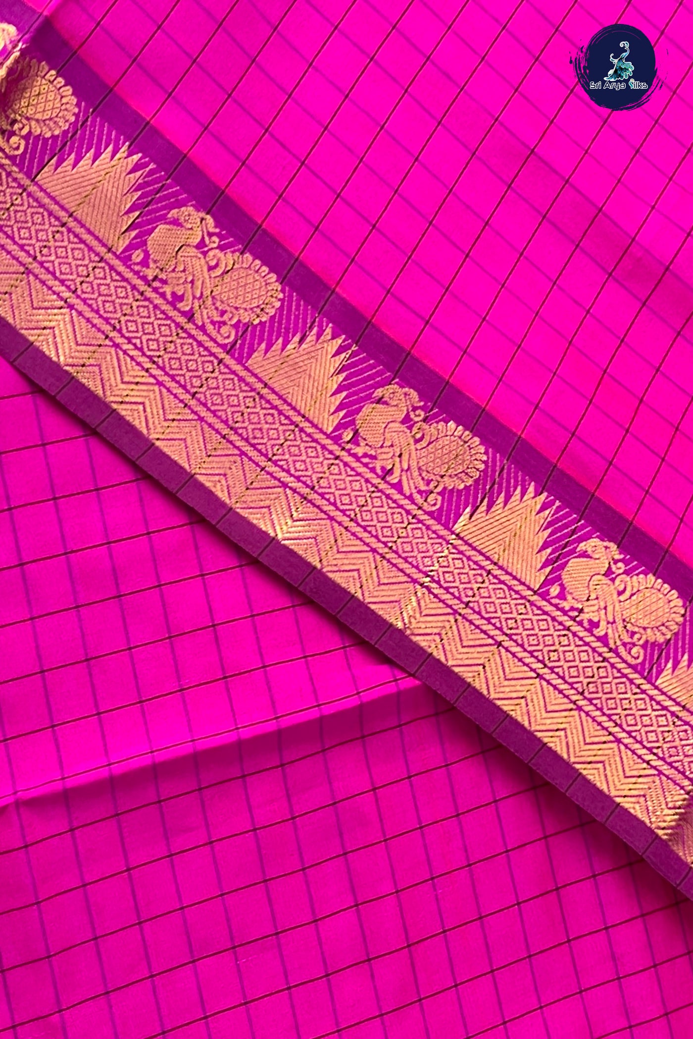 Vadamalli Half Pure Silk Cotton Saree With Checked Pattern