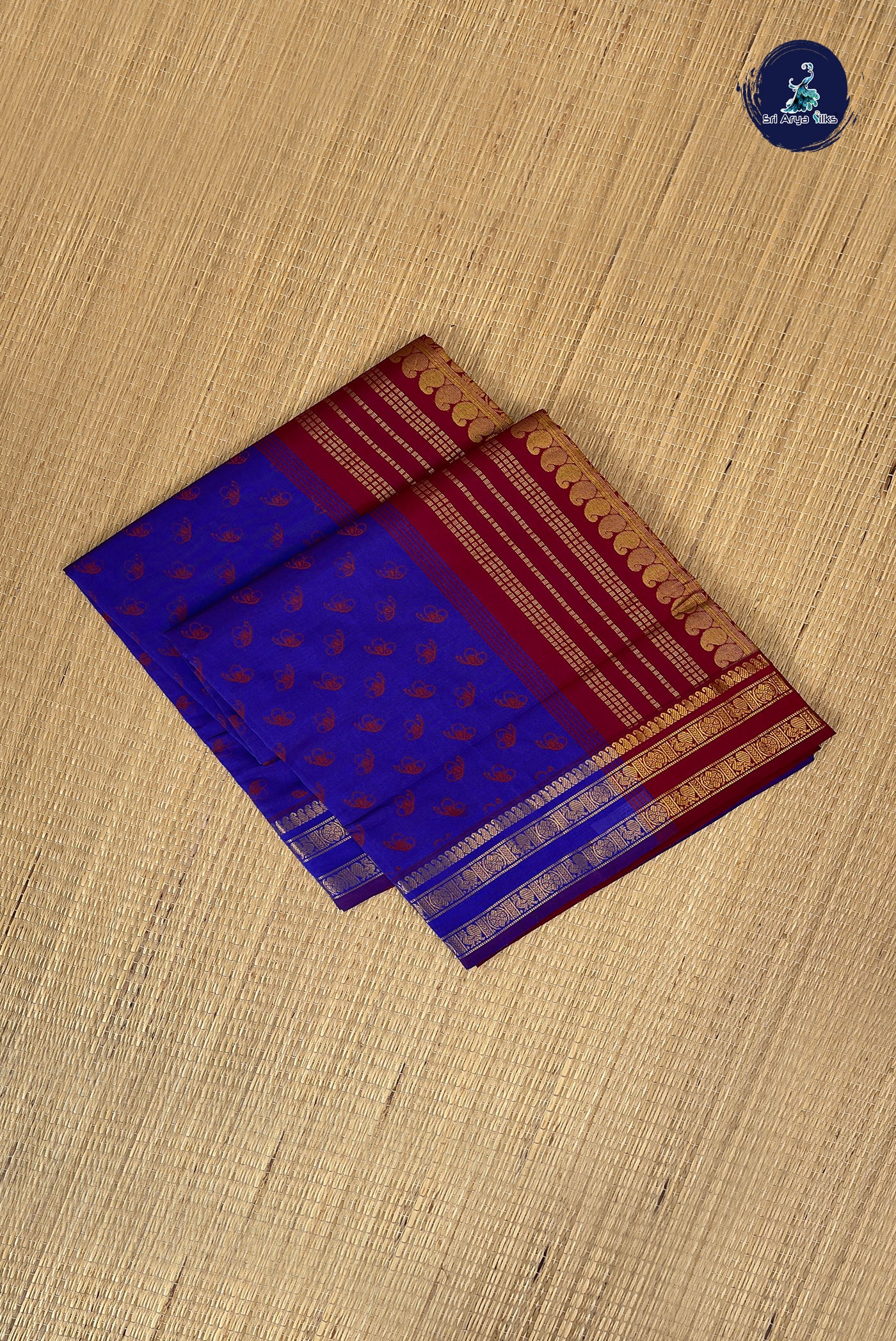 Violet Half Pure Silk Cotton Saree With Printed Pattern
