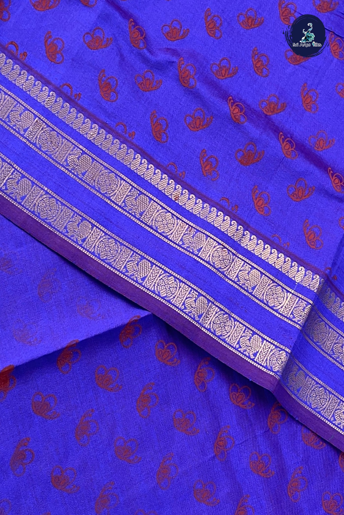 Violet Half Pure Silk Cotton Saree With Printed Pattern