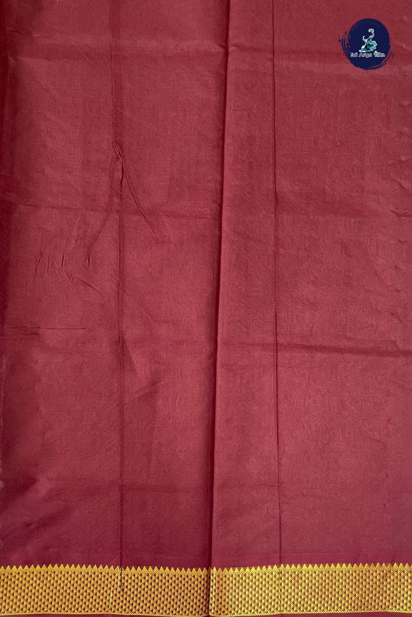 Light Brown Half Pure Silk Cotton Saree With Embossed Pattern