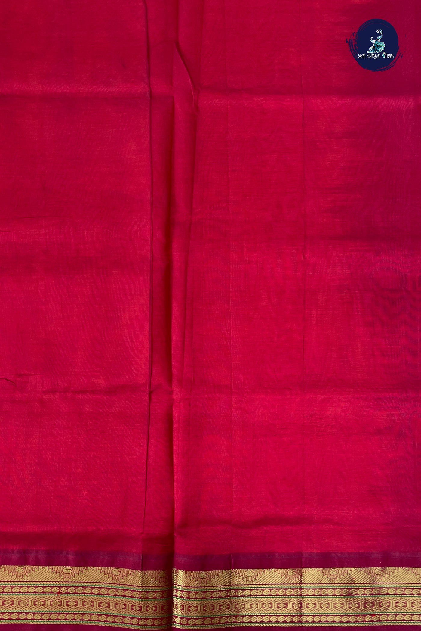 Dual Tone Pink Korvai Silk Cotton Saree With Plain Pattern