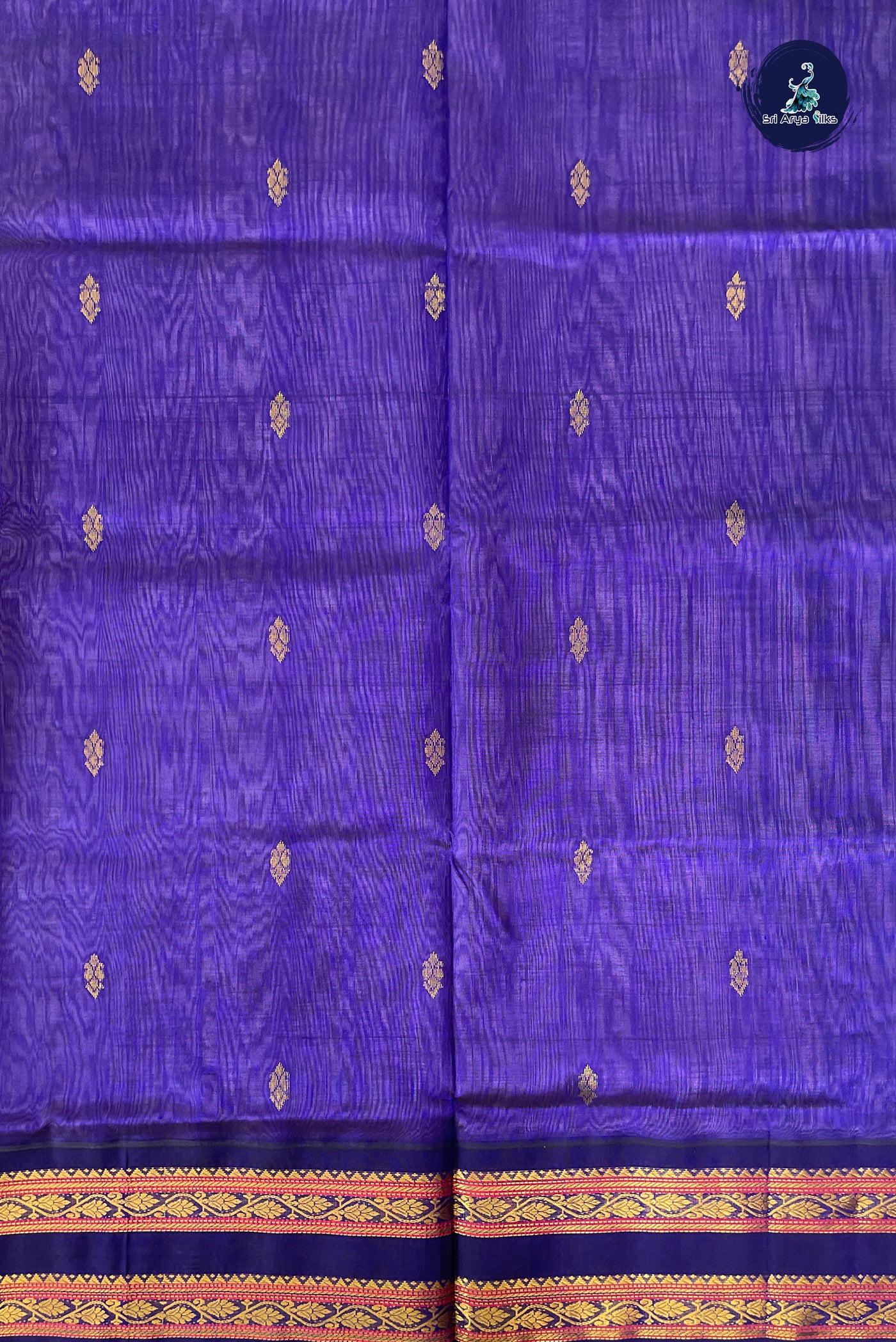 Lavender Korvai Silk Cotton Saree With Zari Buttas Pattern