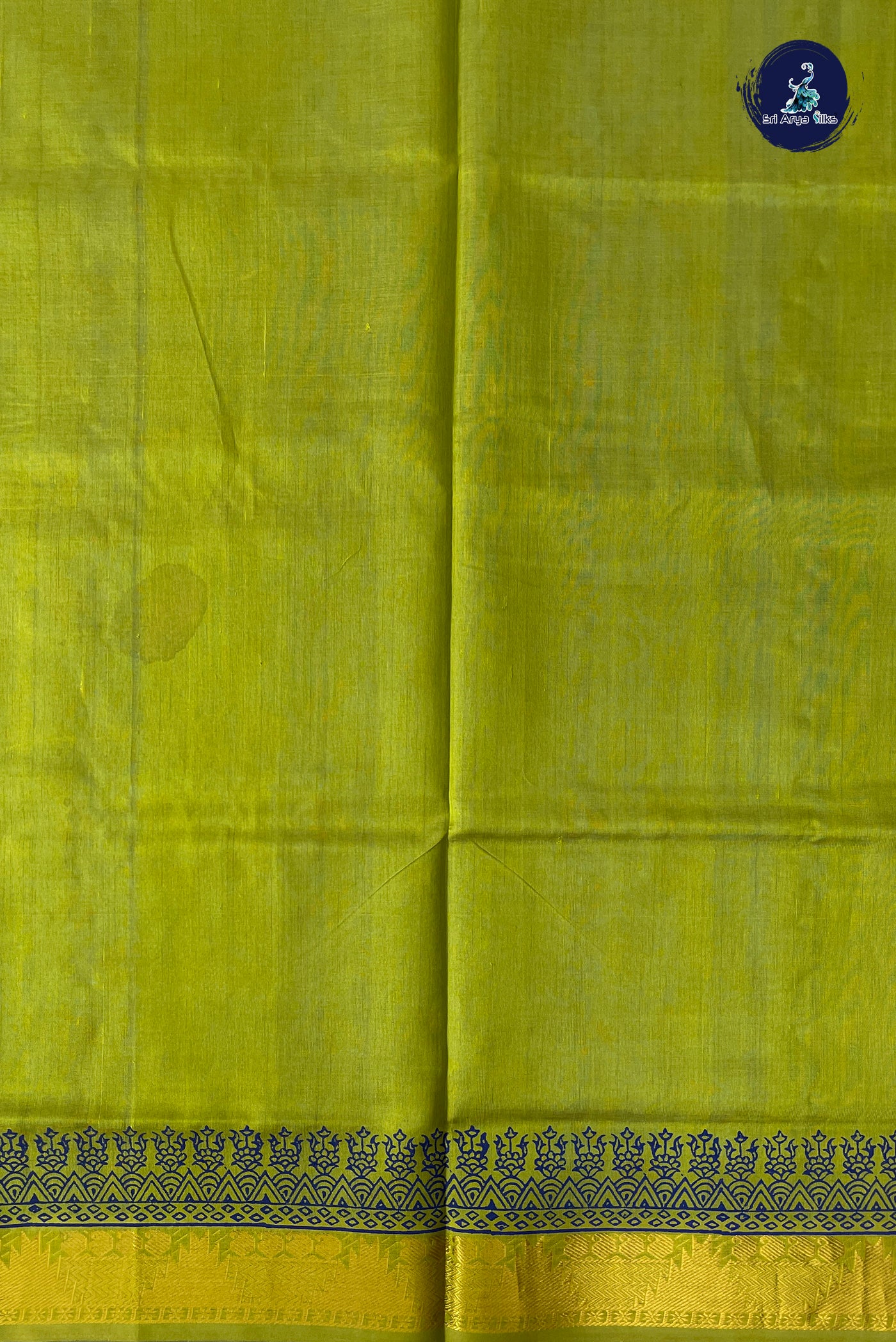 Copper Sulphate Blue Simple Silk Cotton Saree With Printed Pattern