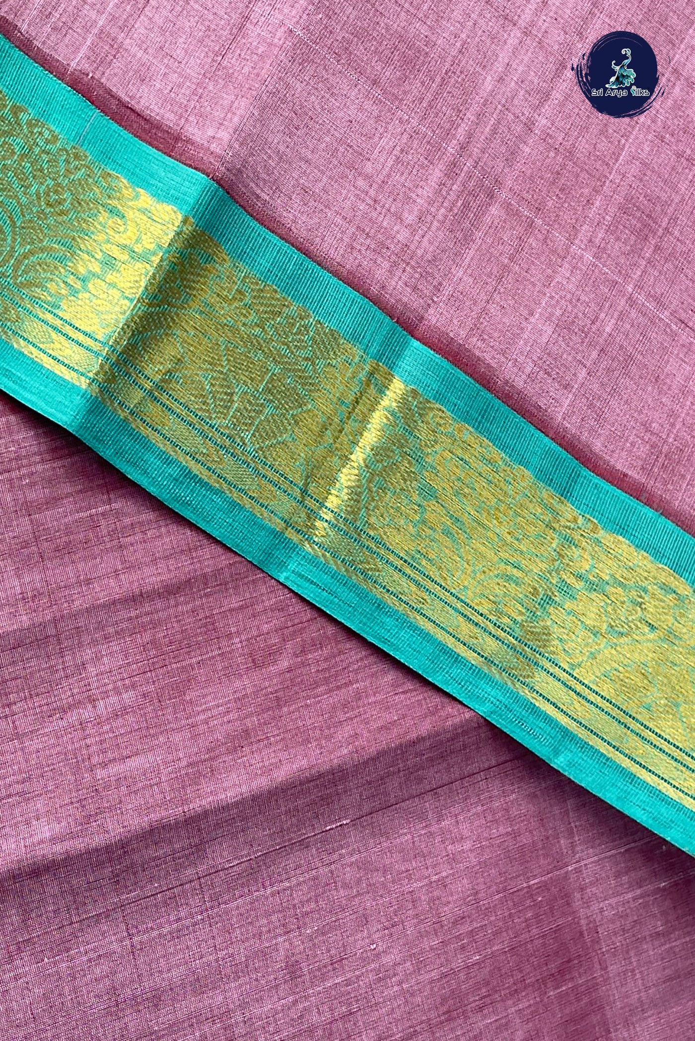 Onion Pink Korvai Silk Cotton Saree With Plain Pattern