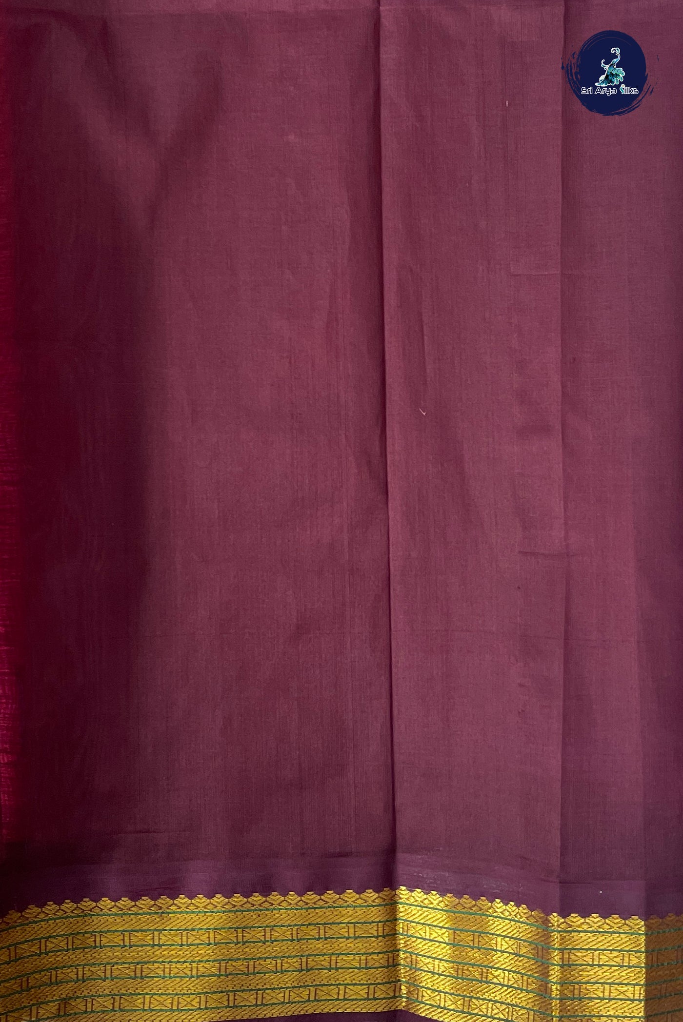 Dual Tone Pink Korvai Silk Cotton Saree With Plain Pattern