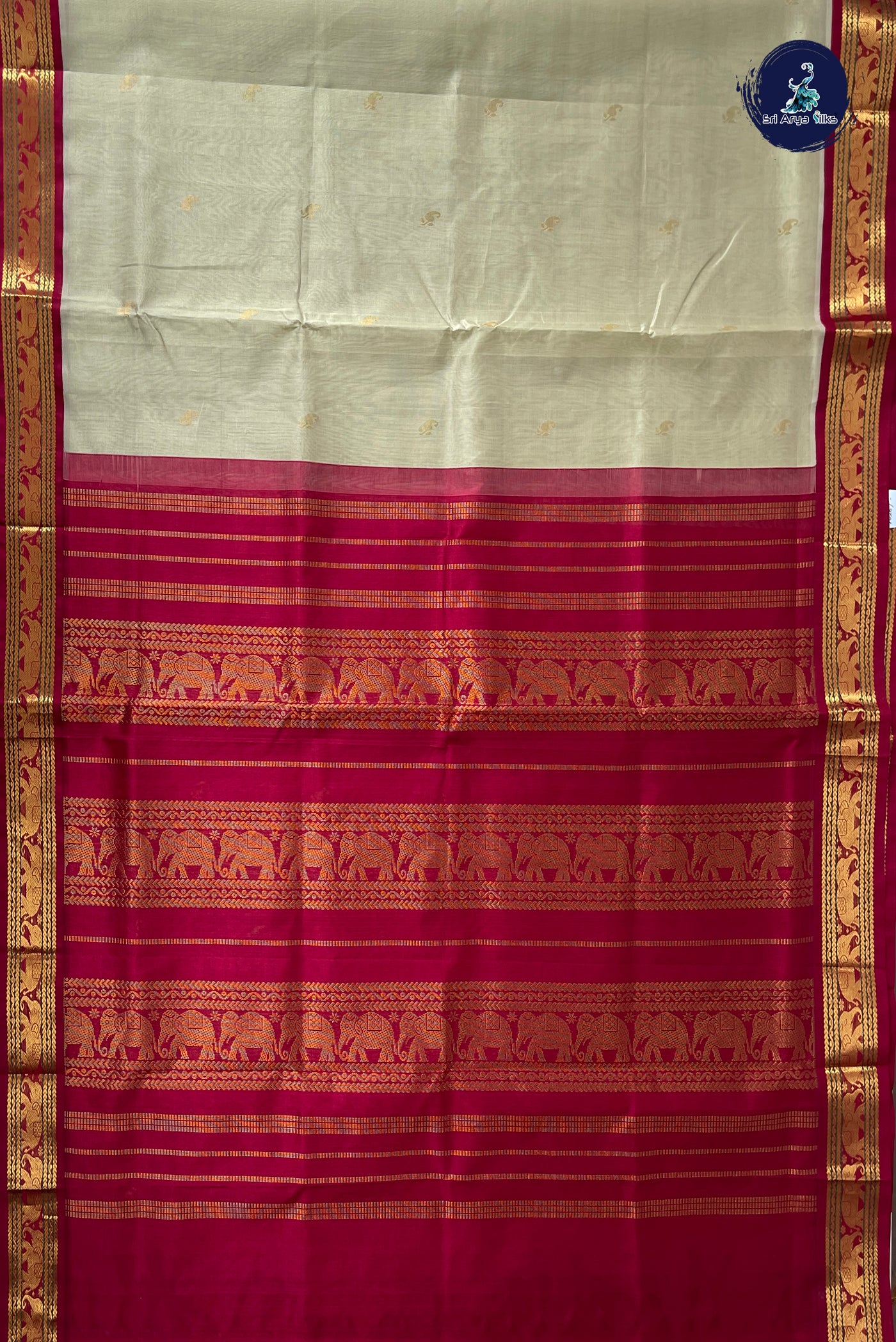 Elaichi Green Korvai Silk Cotton Saree With Zari Buttas Pattern