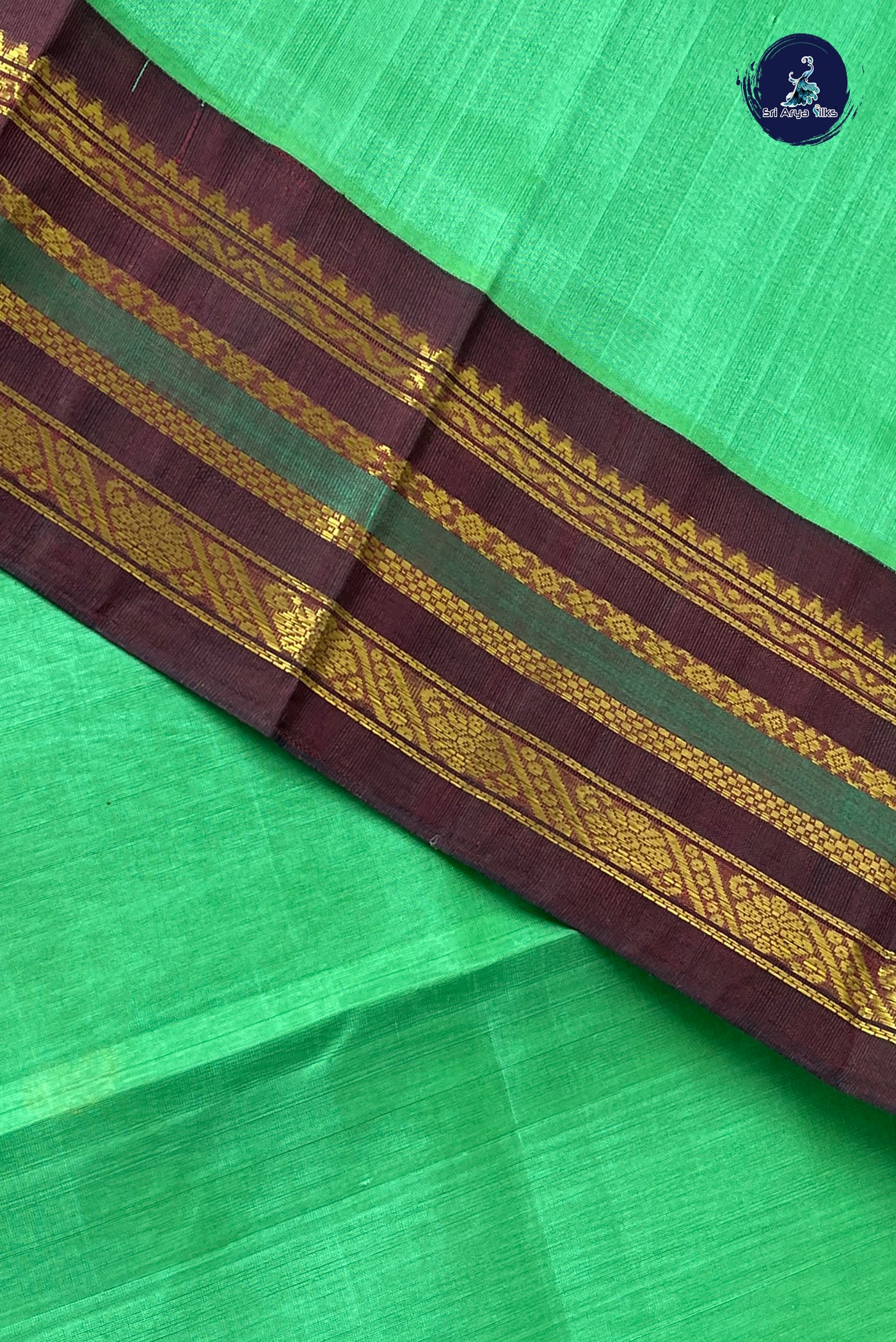 Light Green Korvai Silk Cotton Saree With Zari Buttas Pattern