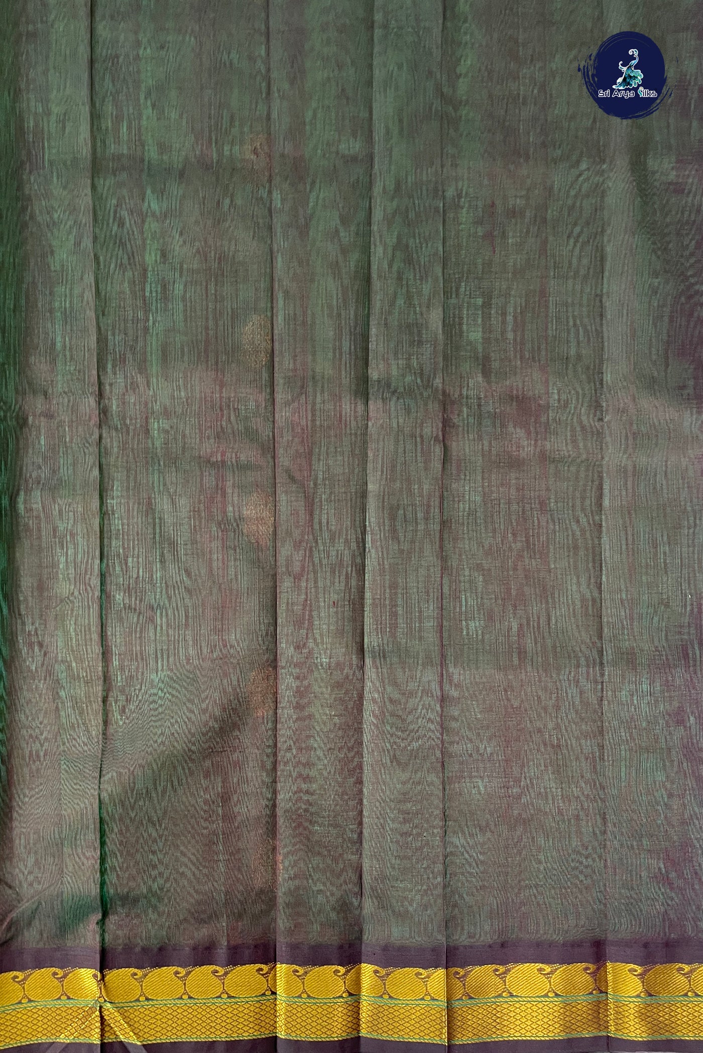 Green Korvai Silk Cotton Saree With Zari Buttas Pattern