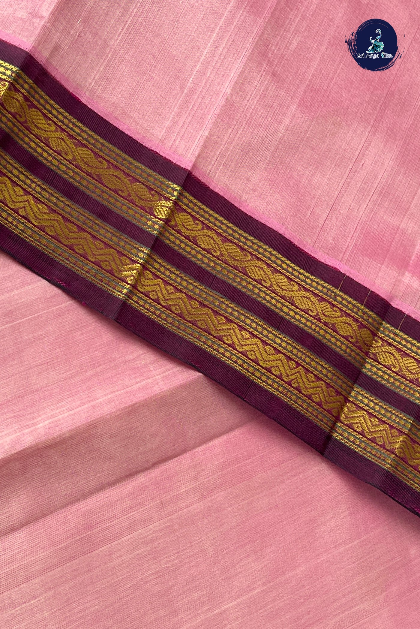 Lotus Pink Korvai Silk Cotton Saree With Zari Buttas Pattern