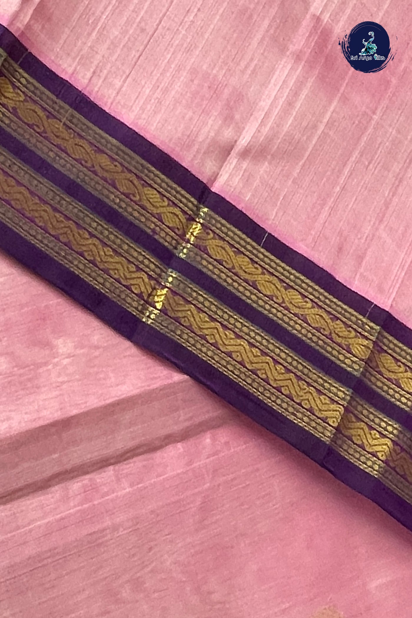 Lotus Pink Korvai Silk Cotton Saree With Zari Buttas Pattern