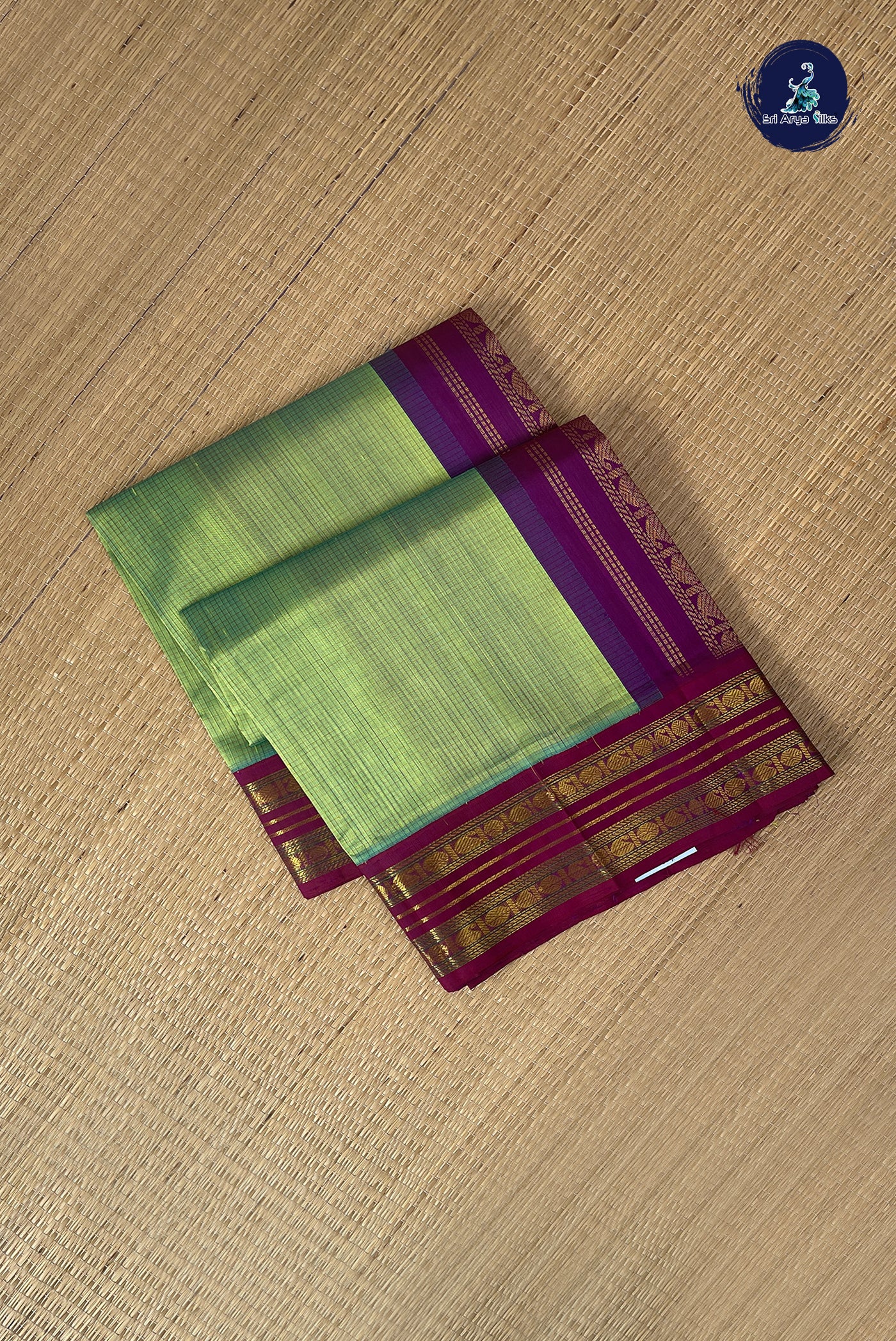 Pastel Green Checked Saree With Checked Pattern