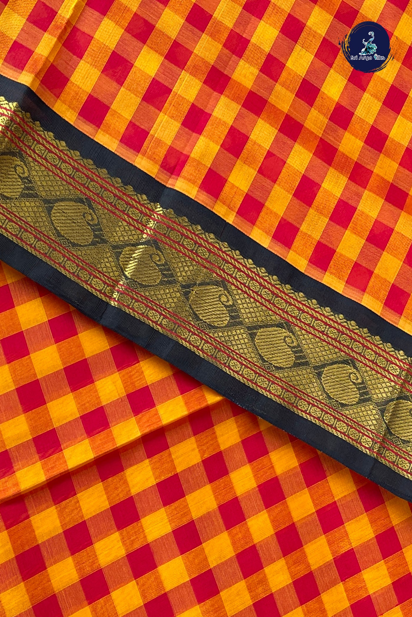 Multi Colour Checked Saree With Paalum Pazham Kattam Pattern